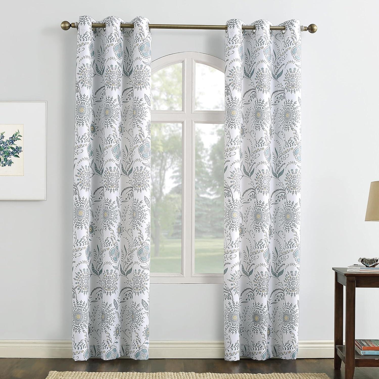 84"x40" Yuto Medallion Floral Light Filtering Grommet Top Curtain Panel White - No. 918