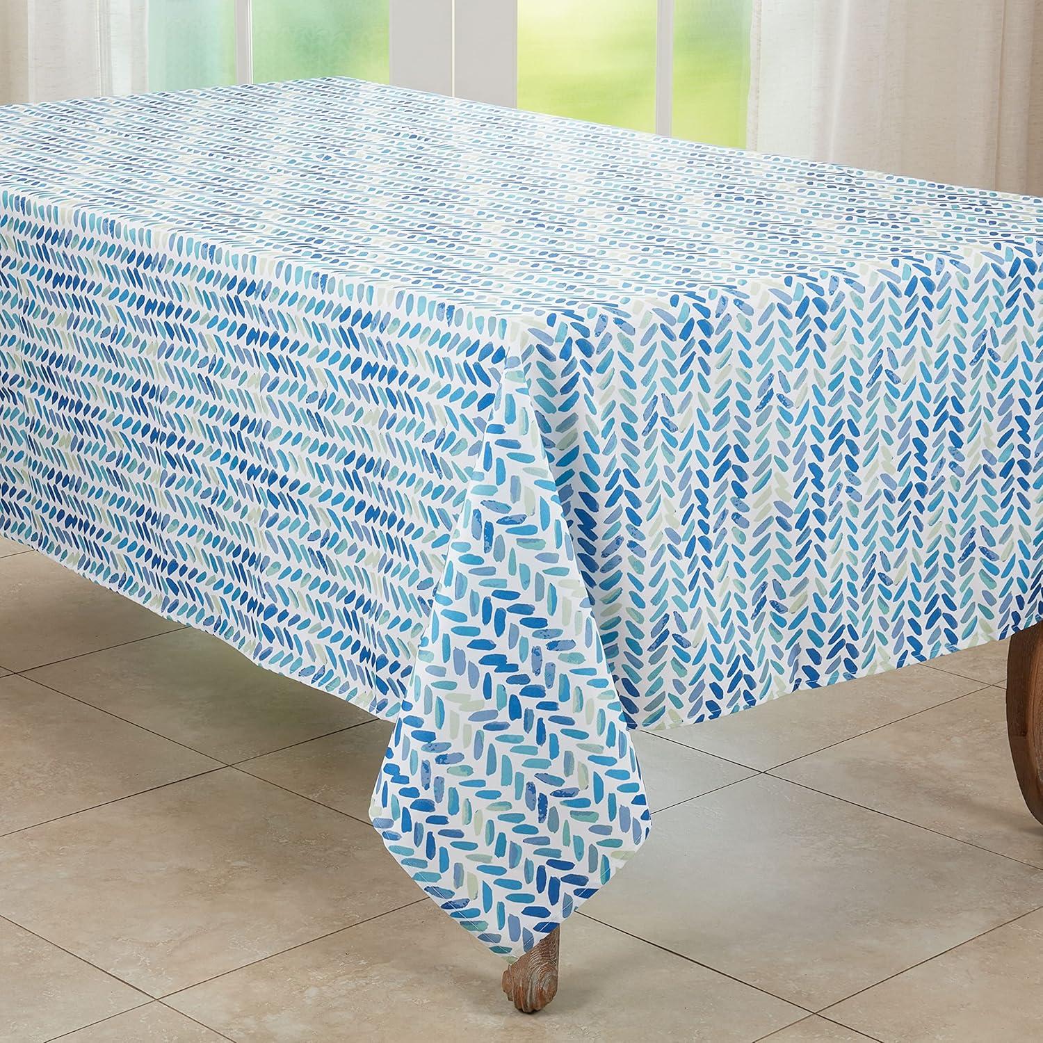 Saro Chevron Tablecloth With Watercolor Design Rectangular