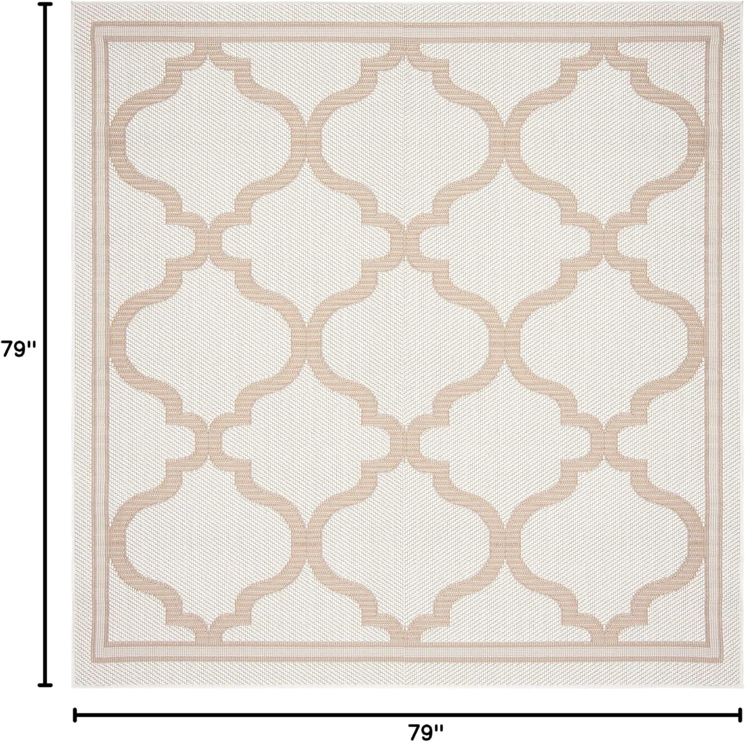 Bermuda BMU810 Power Loomed Indoor/Outdoor Machine Washable Area Rug - Ivory/Beige - 6'7"x6'7" - Safavieh
