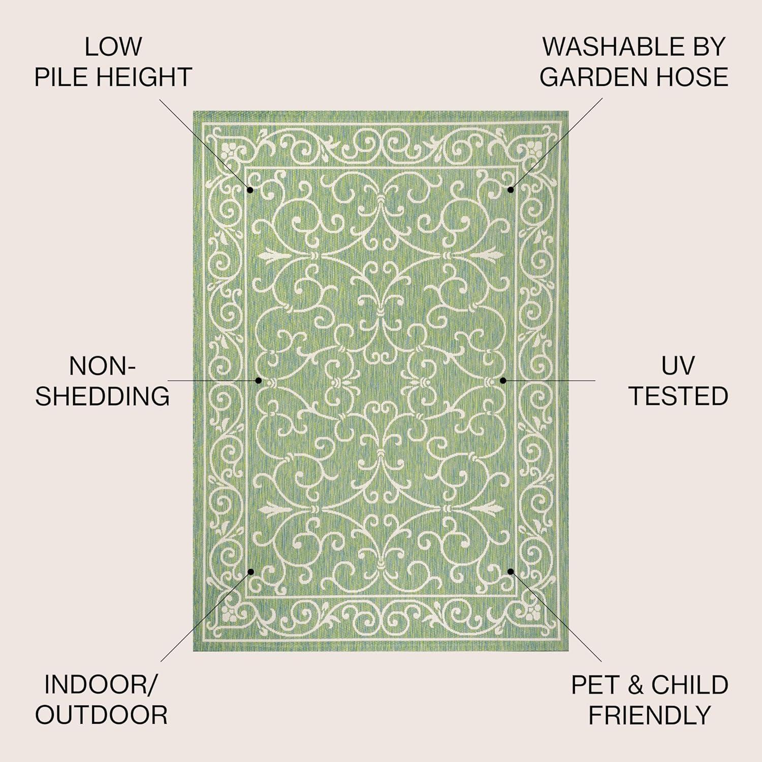 Charleston Vintage Filigree Textured Weave Indoor/Outdoor Area Rug  - JONATHAN Y