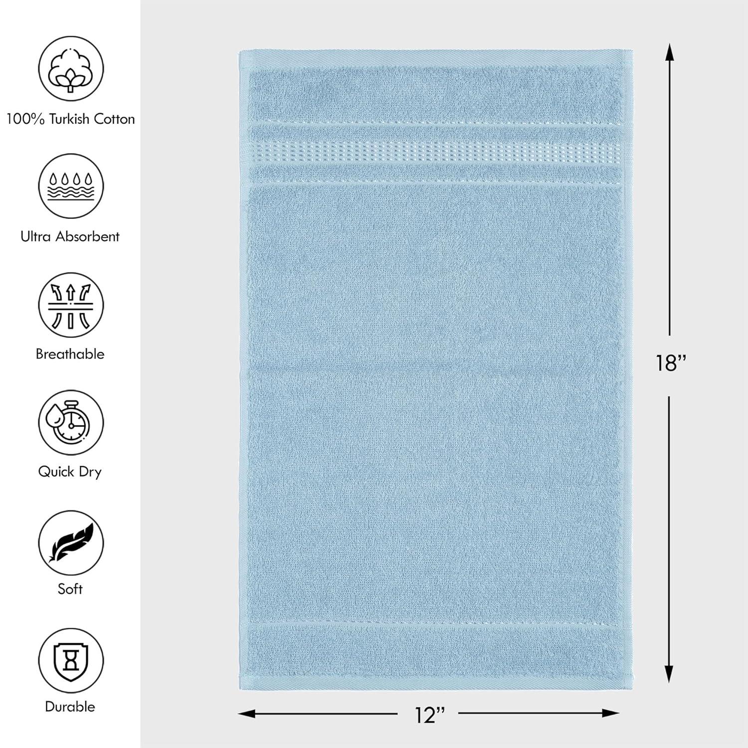 Melissa Linen, 2 Piece Hand Towel Pack Premium Cotton Soft Absorbent 20 x 35 in, Mint Green