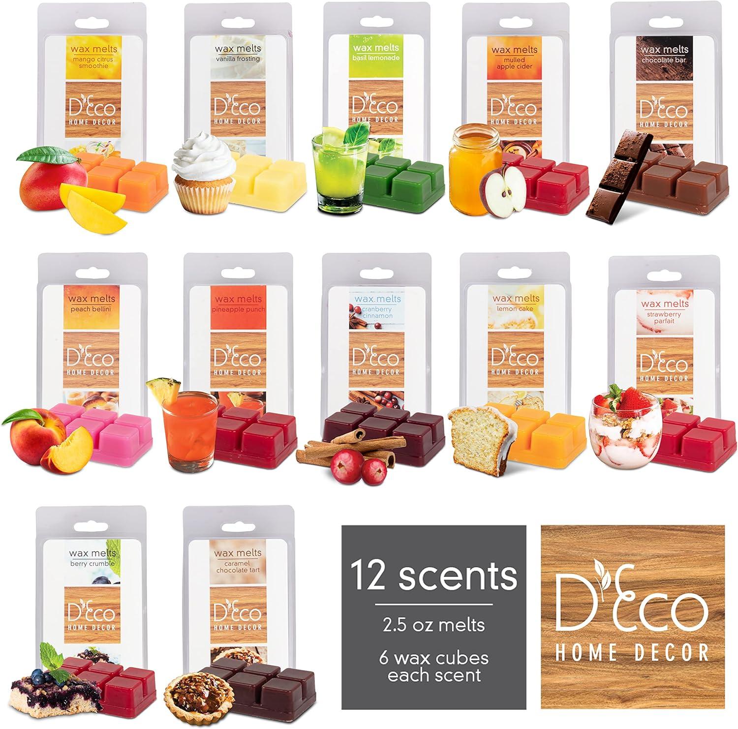 D'Eco Fall Sweet Treats Scented Wax Melts Variety Set - 12 Assorted 6pc Cube Sets for Electric Candle Warmer - Great Holiday & Christmas Gift!