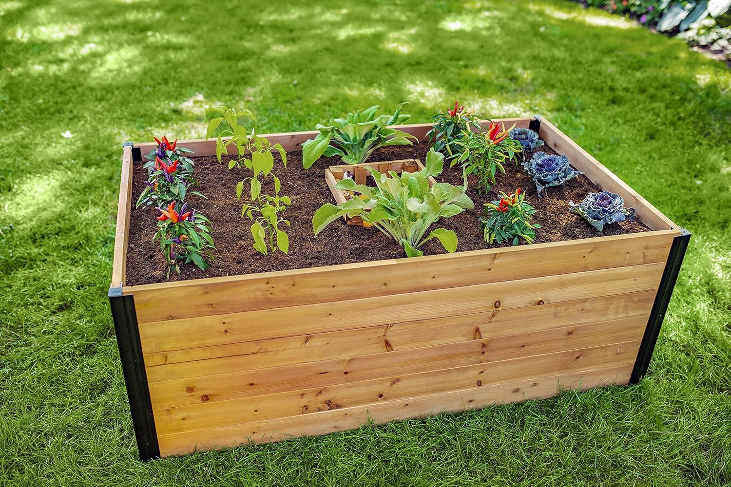 Vita Mezza 3' L x 5' W Cedar Keyhole Composting Garden, Golden Brown, VT17702