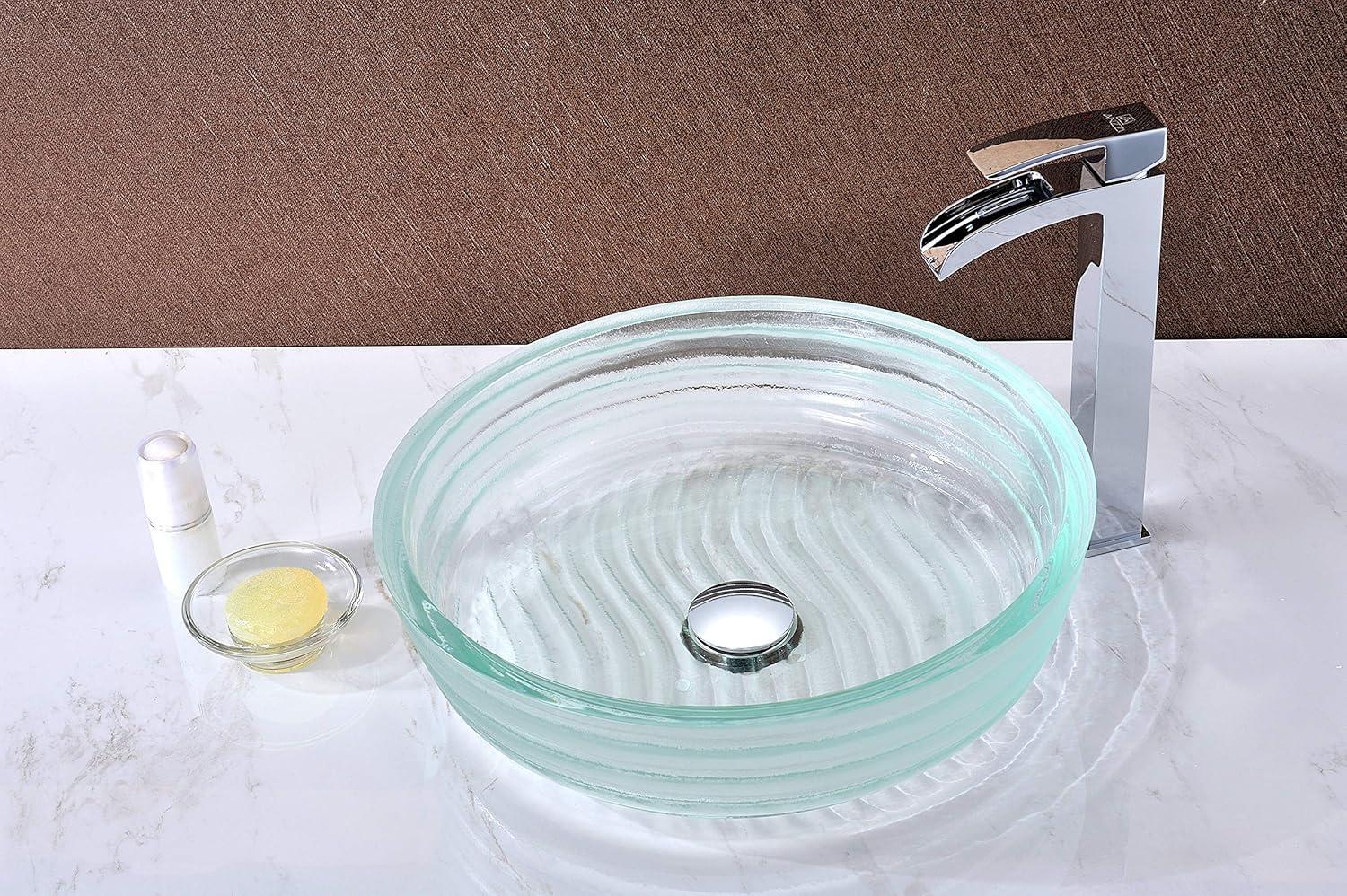 Canta Series Deco-Glass Vessel Sink In Lustrous Translucent Crystal