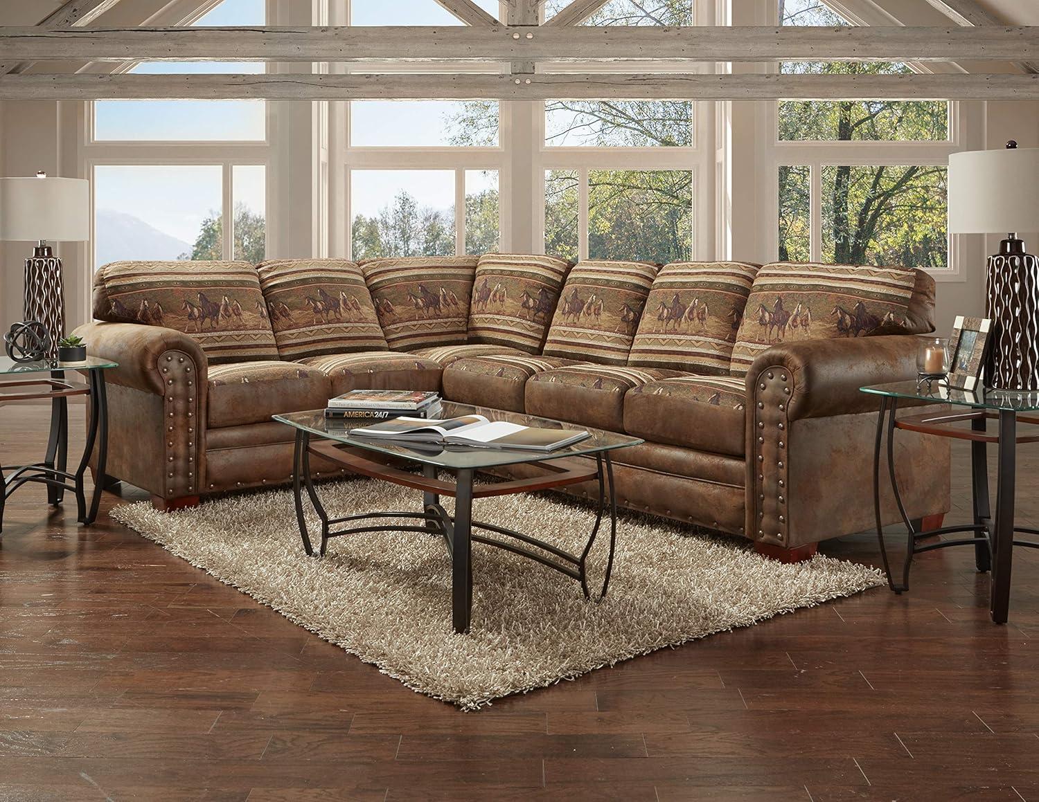 American Furniture Classics, Model 8506-40K Wild Horses Two Piece Living Room Sectional Sofa
