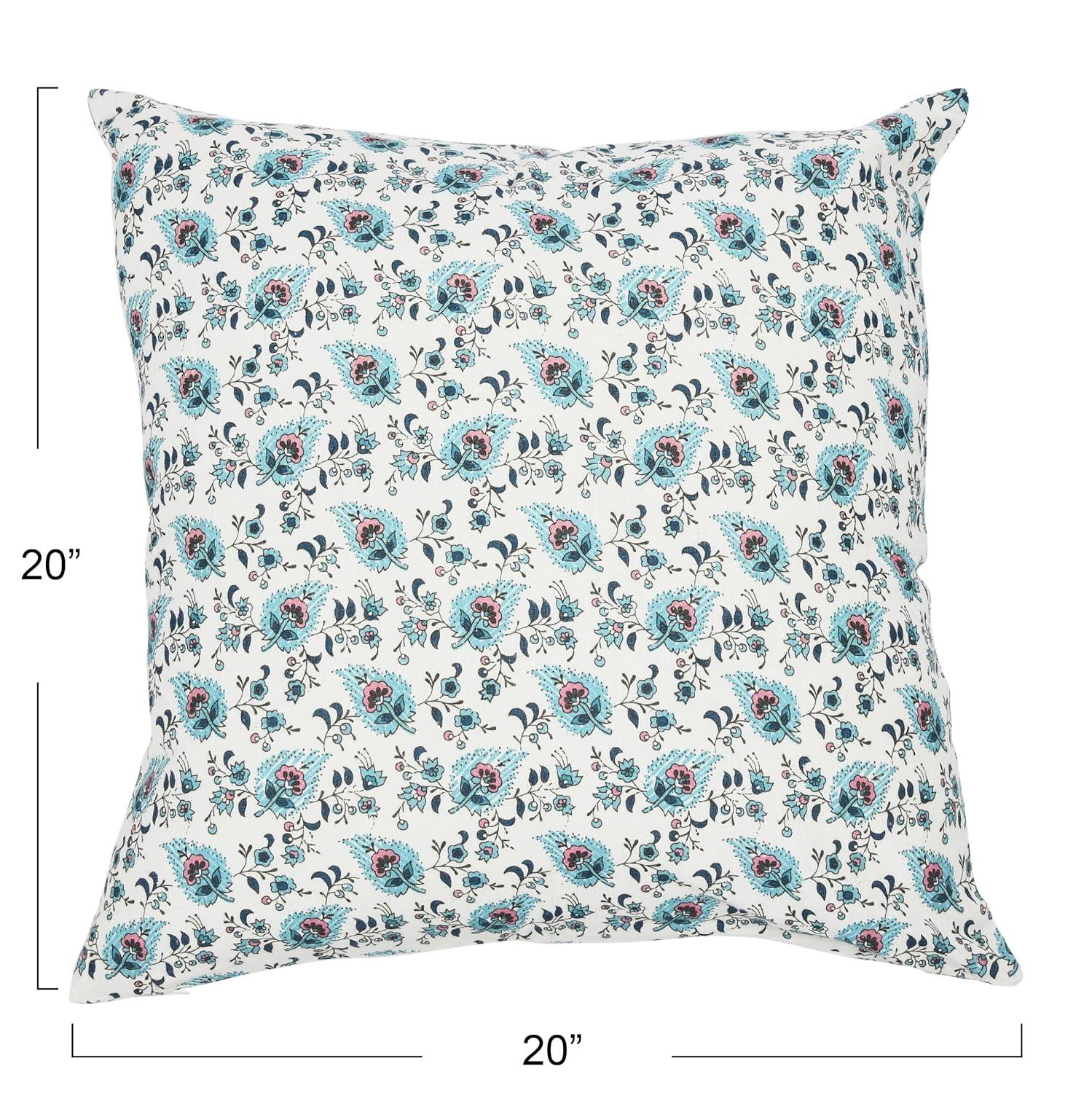 Creative Co-Op Square Paisley Print Cotton Pillow Cover