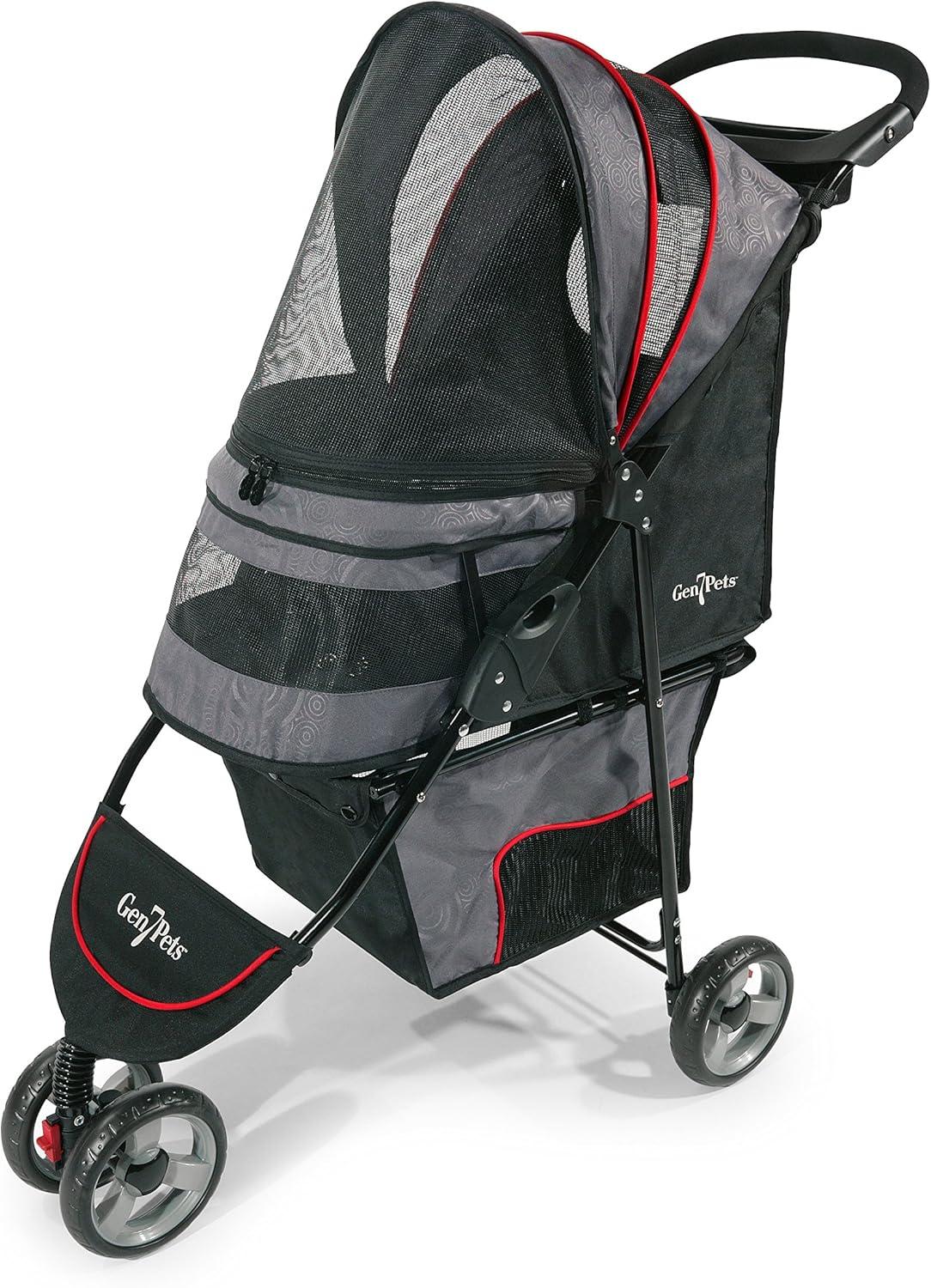 Gray Shadow Lightweight 4-Wheeled Pet Stroller for Dogs