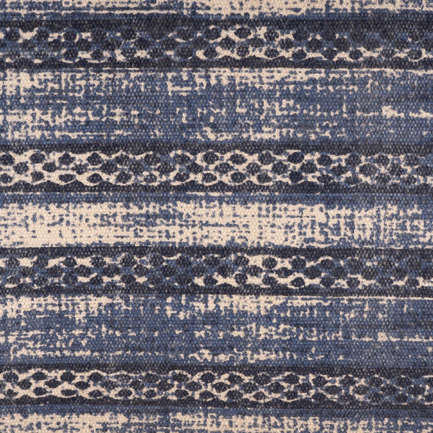 LR Home Bryant 47" Upholstered Accent Bench, Blue Abtsract