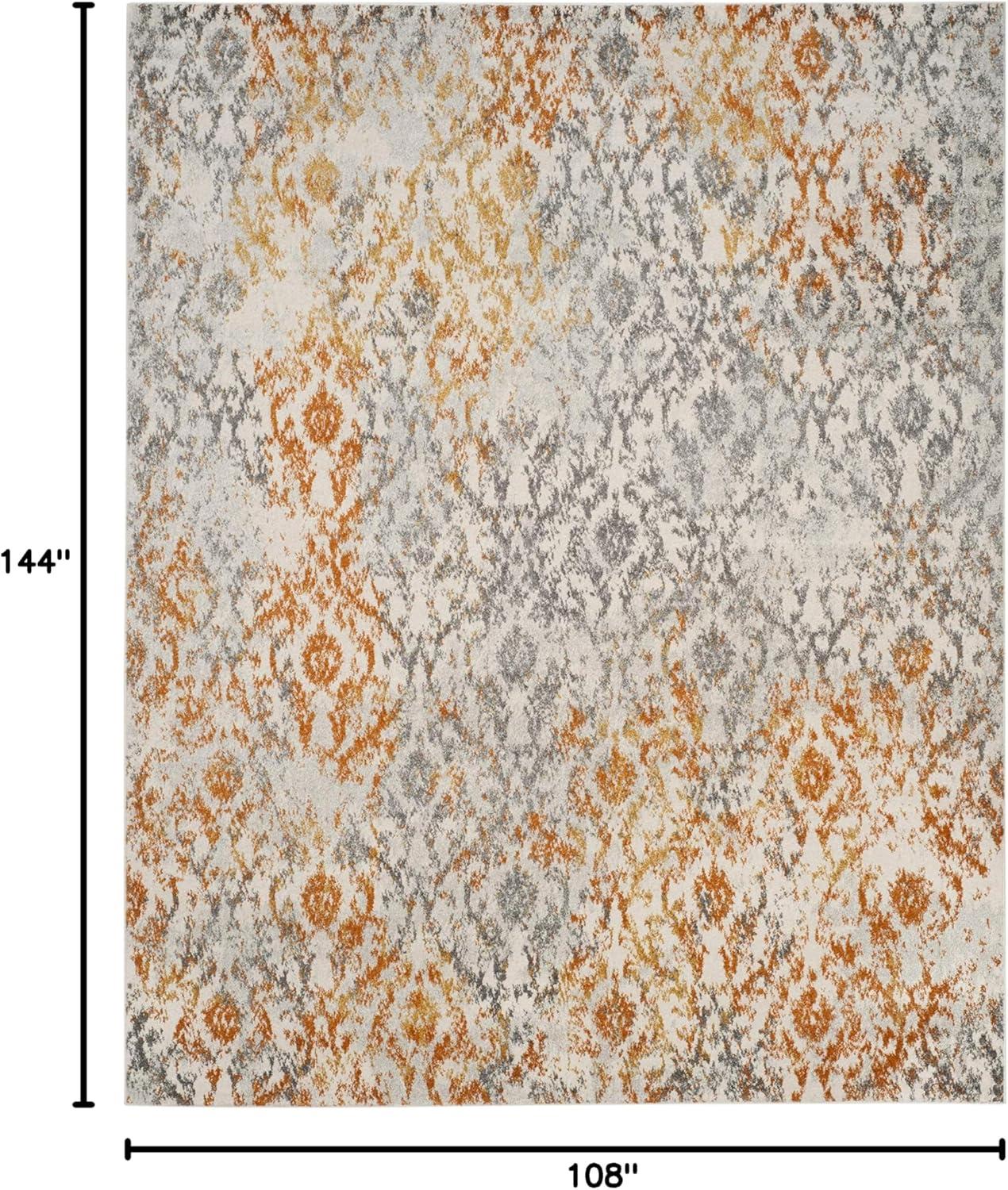 SAFAVIEH Madison Laila Damask Area Rug, Cream/Orange, 9' x 12'