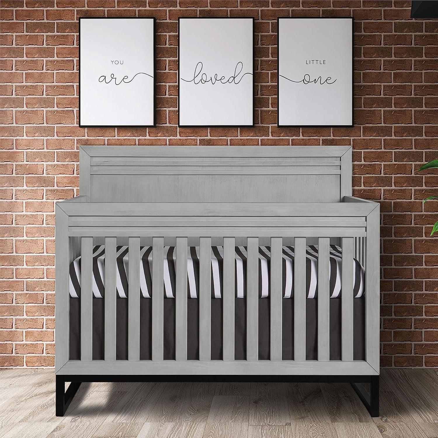 Imperial Grey Hardwood Convertible Crib for Newborns and Toddlers