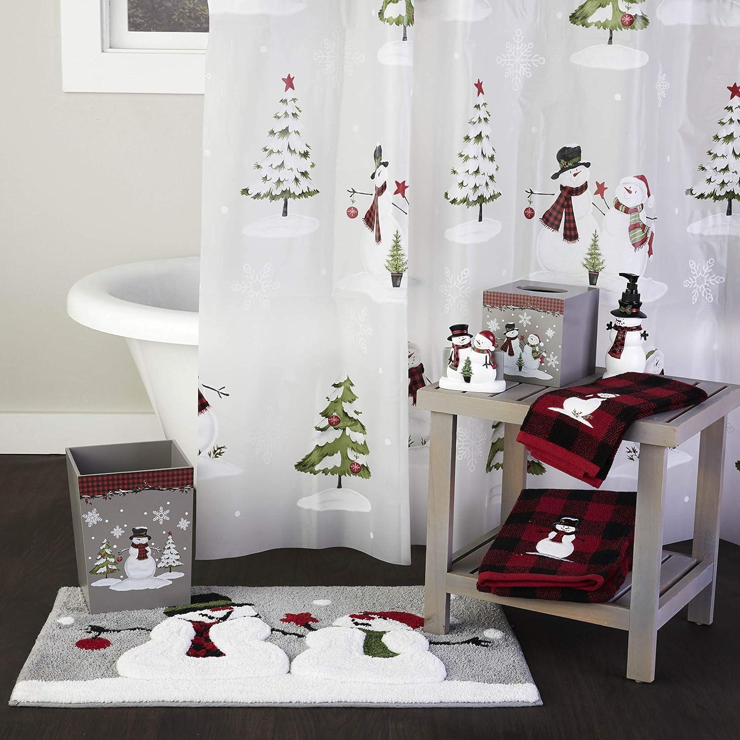 SKL Home 2pc Woodland Winter Hand Towel Set Red : Microfiber, Machine Washable, Non-Slip Backing