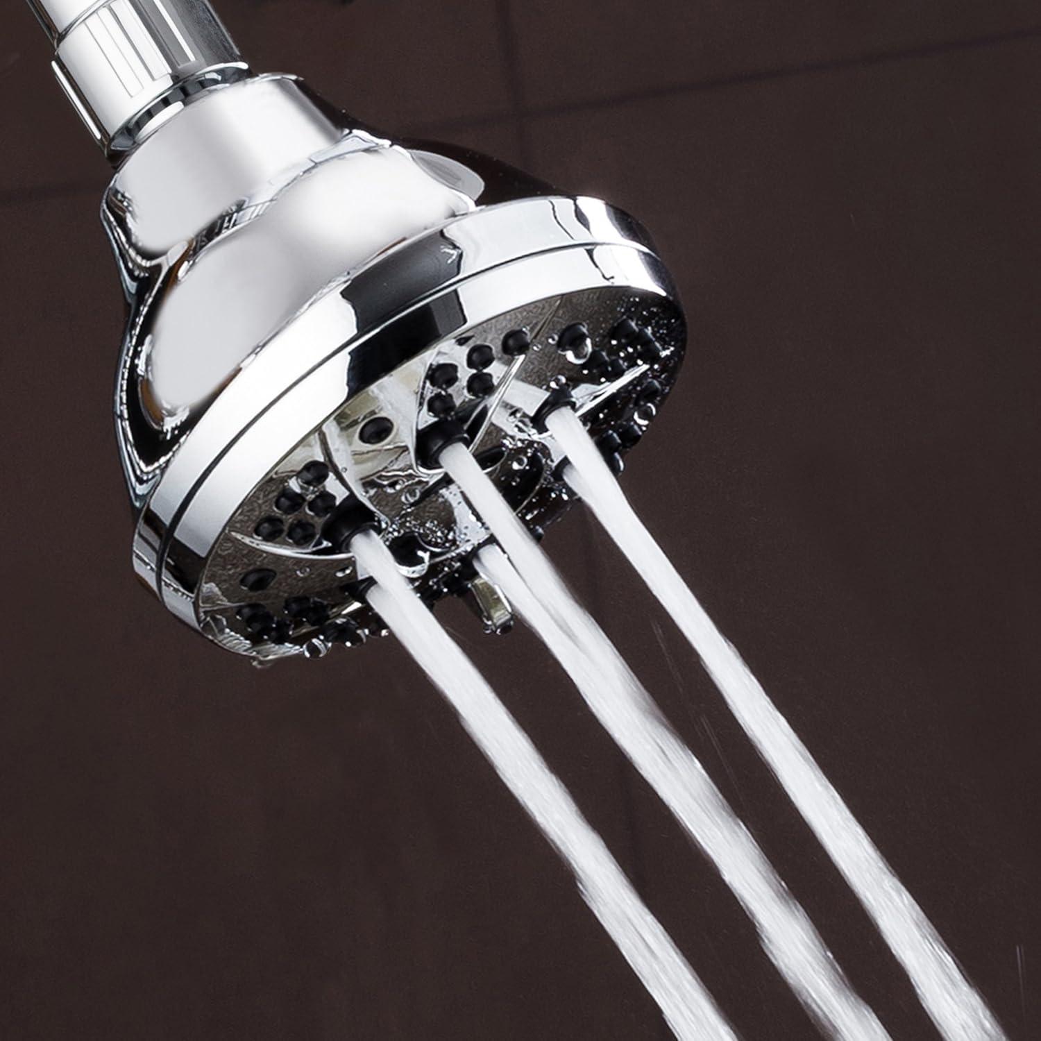 Chrome 6-Setting Wall Mounted Handheld Shower Head