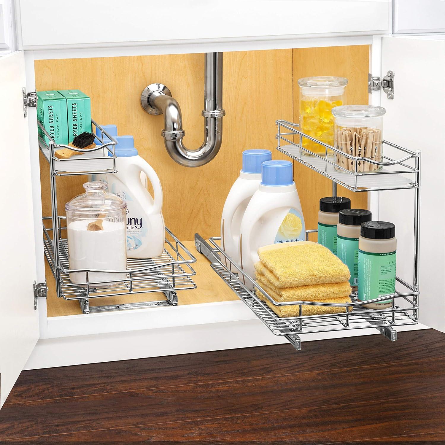 Chrome Two-Tier Pull Out Under Sink Organizer