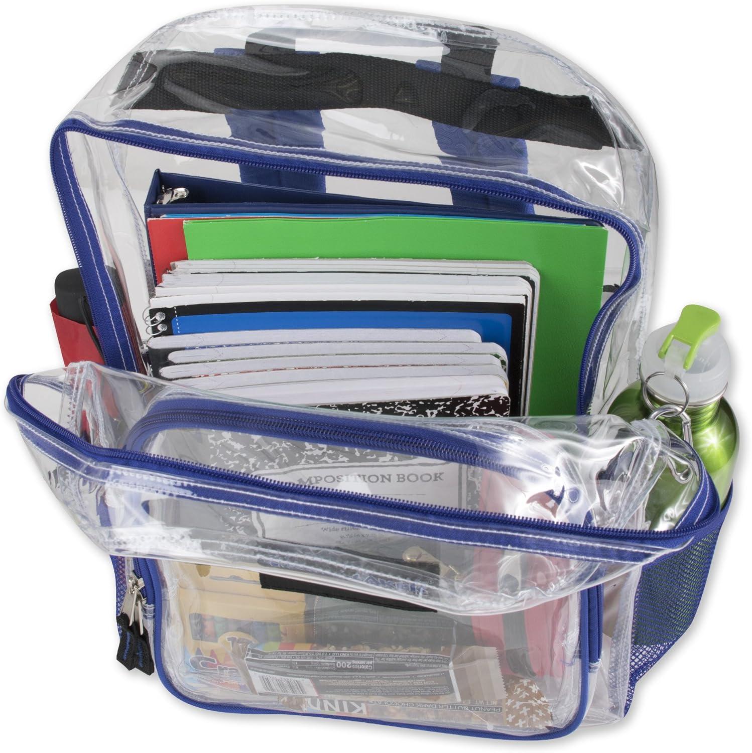 Trailmaker Heavy-Duty Clear Backpack, Blue Trim