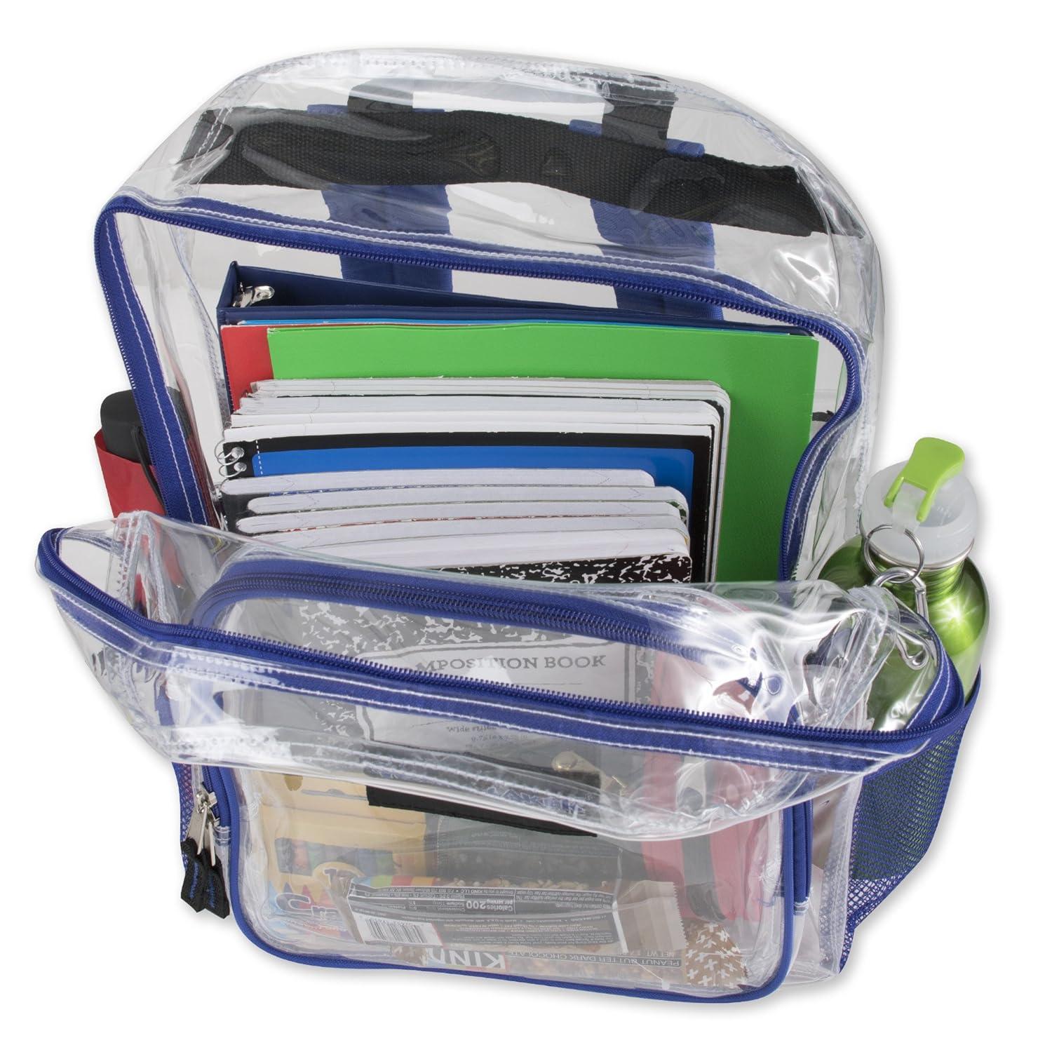 Trailmaker Heavy-Duty Clear Backpack, Blue Trim