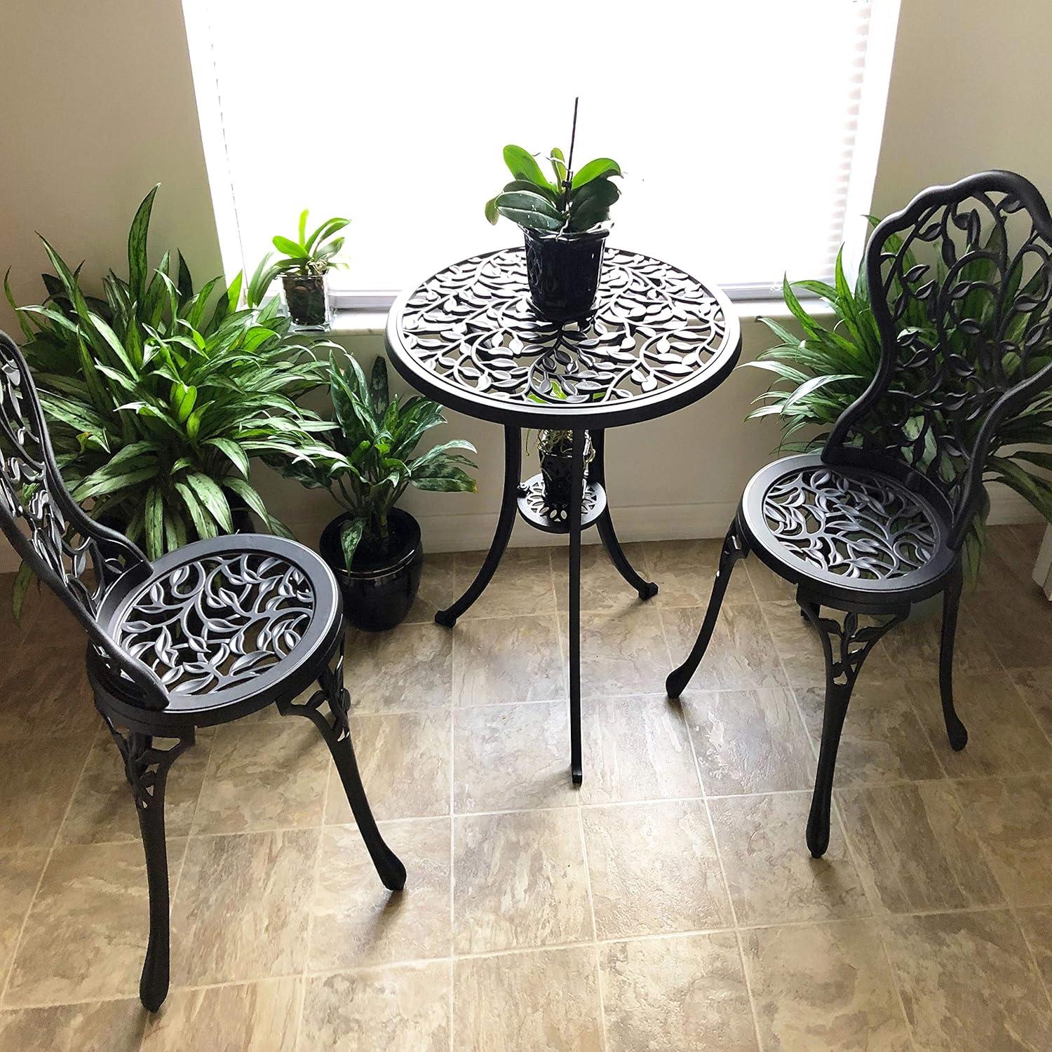 Fleur De Lis Living Patio Bistro Set.Rust-Resistant Cast Alumin...