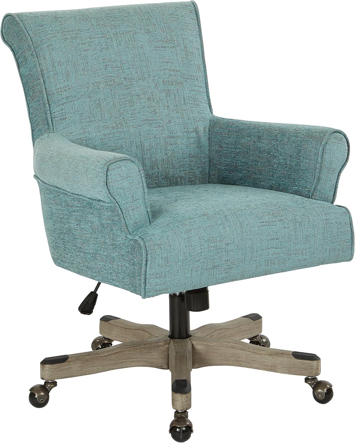 Megan Office Chair in Turquoise Fabric with Grey Wash Wood