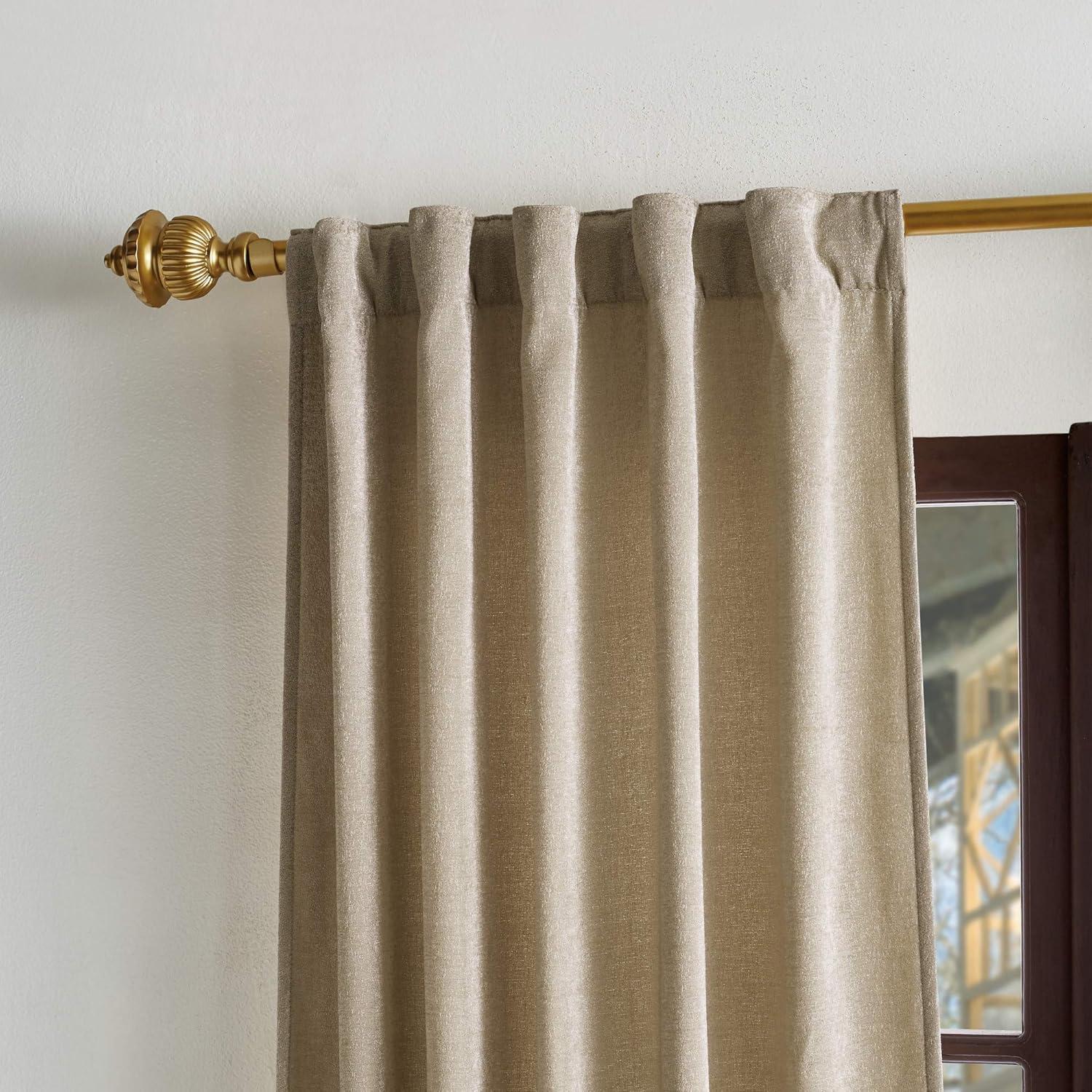 Martha Stewart Naples Chenille Solid Semi-Sheer Rod Pocket Curtain Panels (Set of 2)