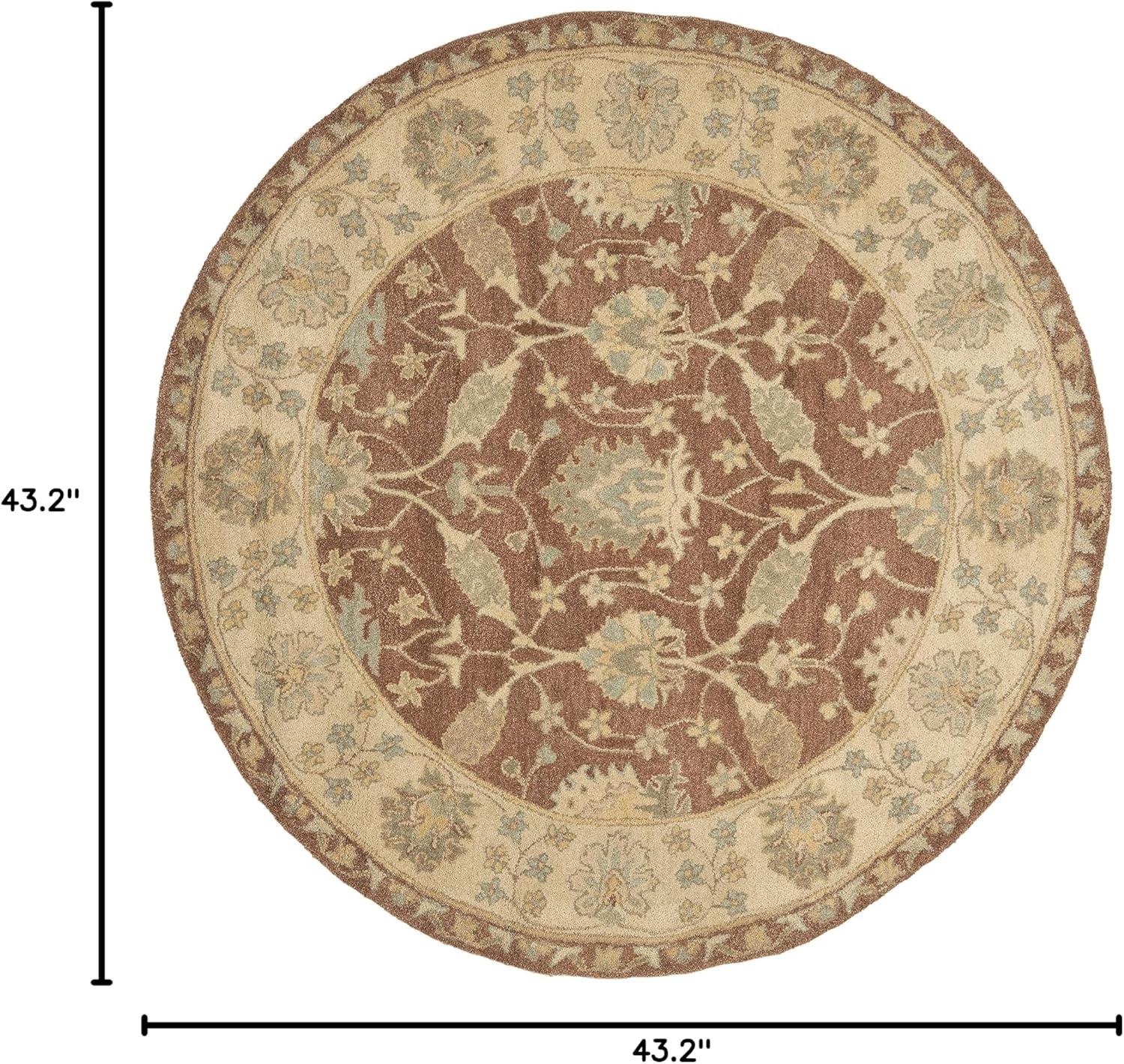 Handmade Tufted Round Brown and Taupe Wool Area Rug