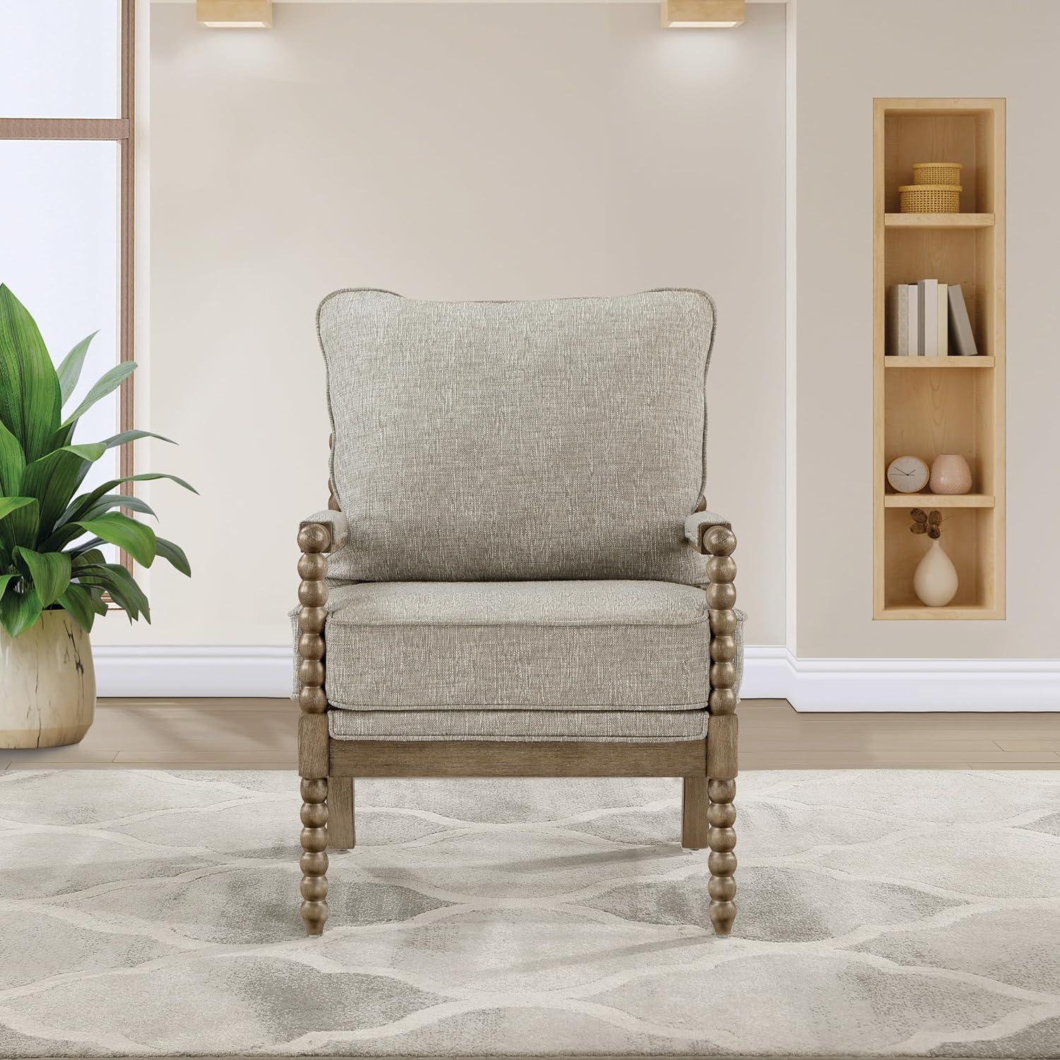 Fletcher Spindle Chair in Charcoal Fabric with Rustic Brown Finish