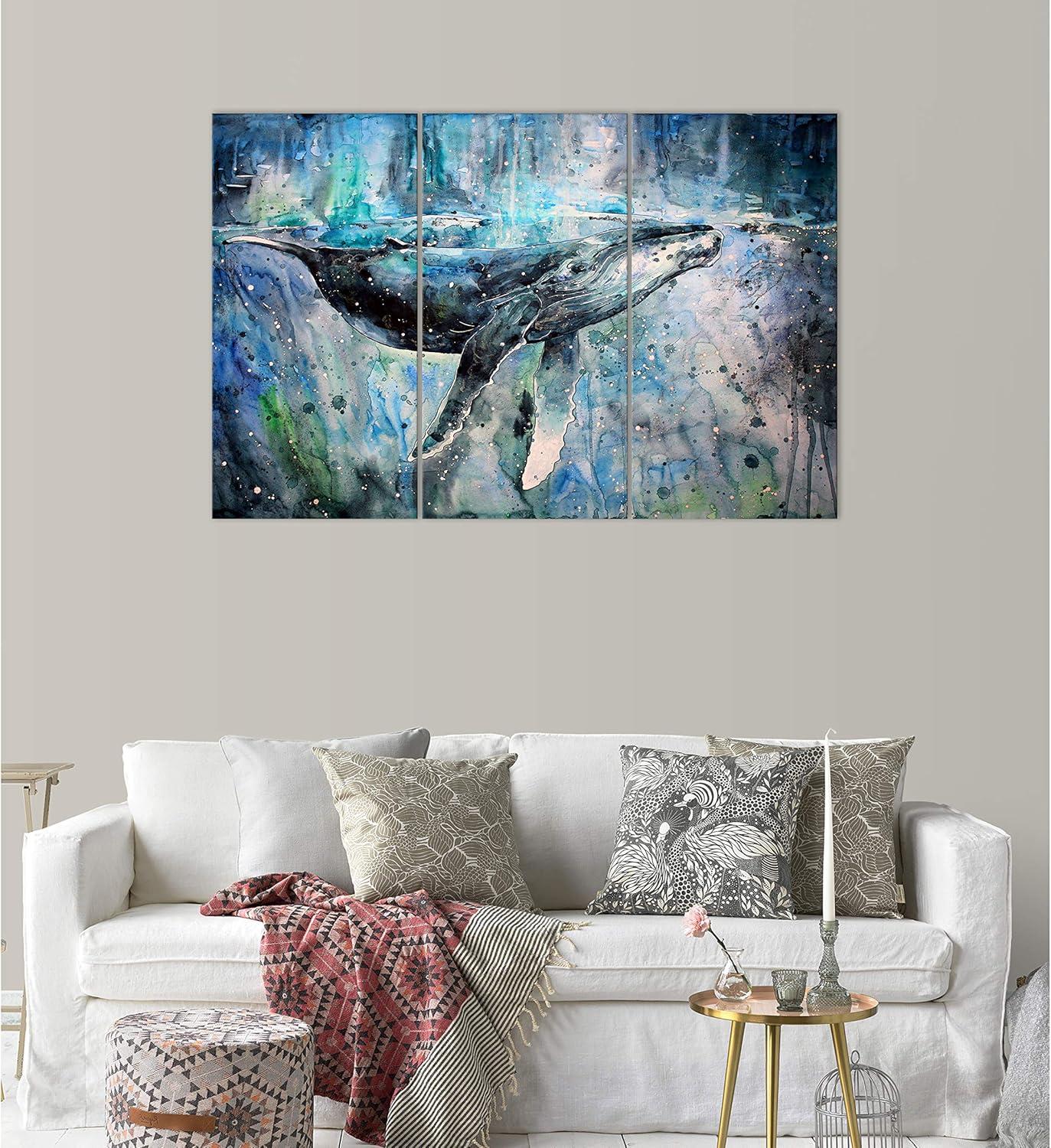 Blue Whale Wall Art Decor Modern Artwork Canvas Painting Prints Pictures Home Decor for Living Room Dining Room Bedroom