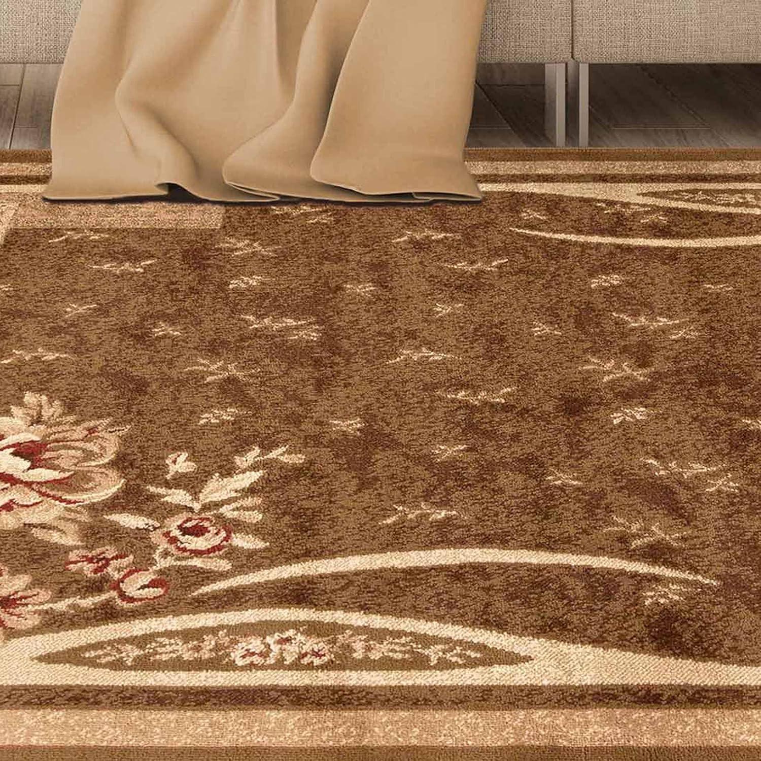 Superior Modern, Contemporary, Traditional Floral Border Block Area Rug, 5' x 8'