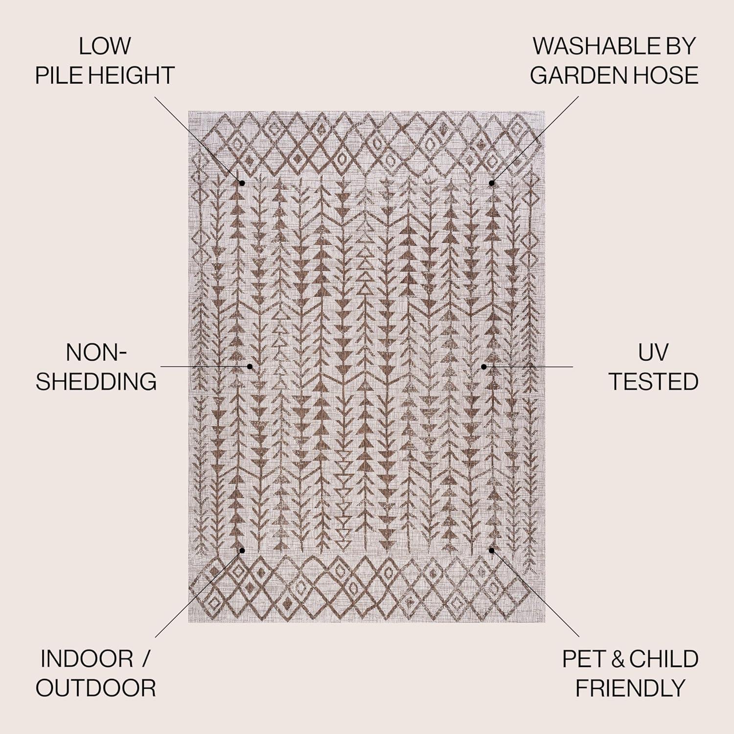 3'x5' Tokay Bohemian Geometric Indoor/Outdoor Area Rug, Beige/Brown - JONATHAN Y