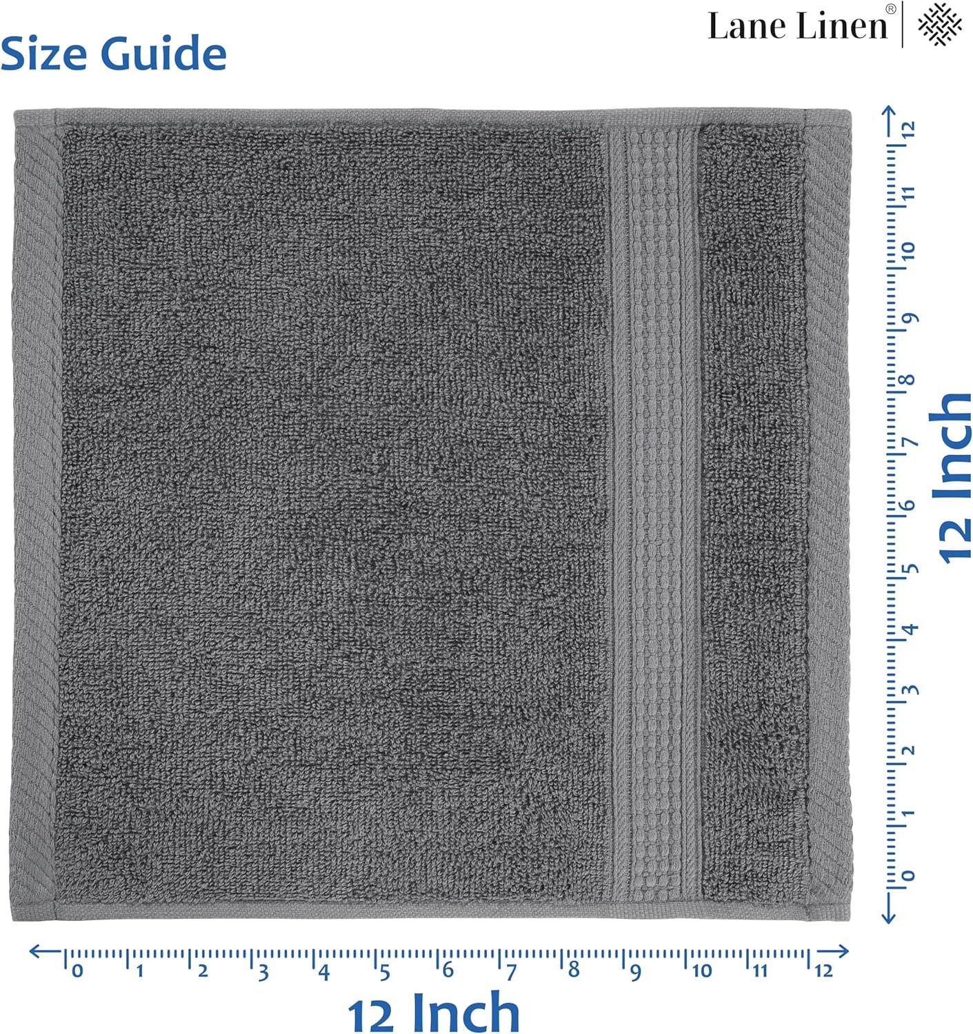 White Classic Luxury 100% Cotton Washcloths Set of 12 - 13x13" Gray