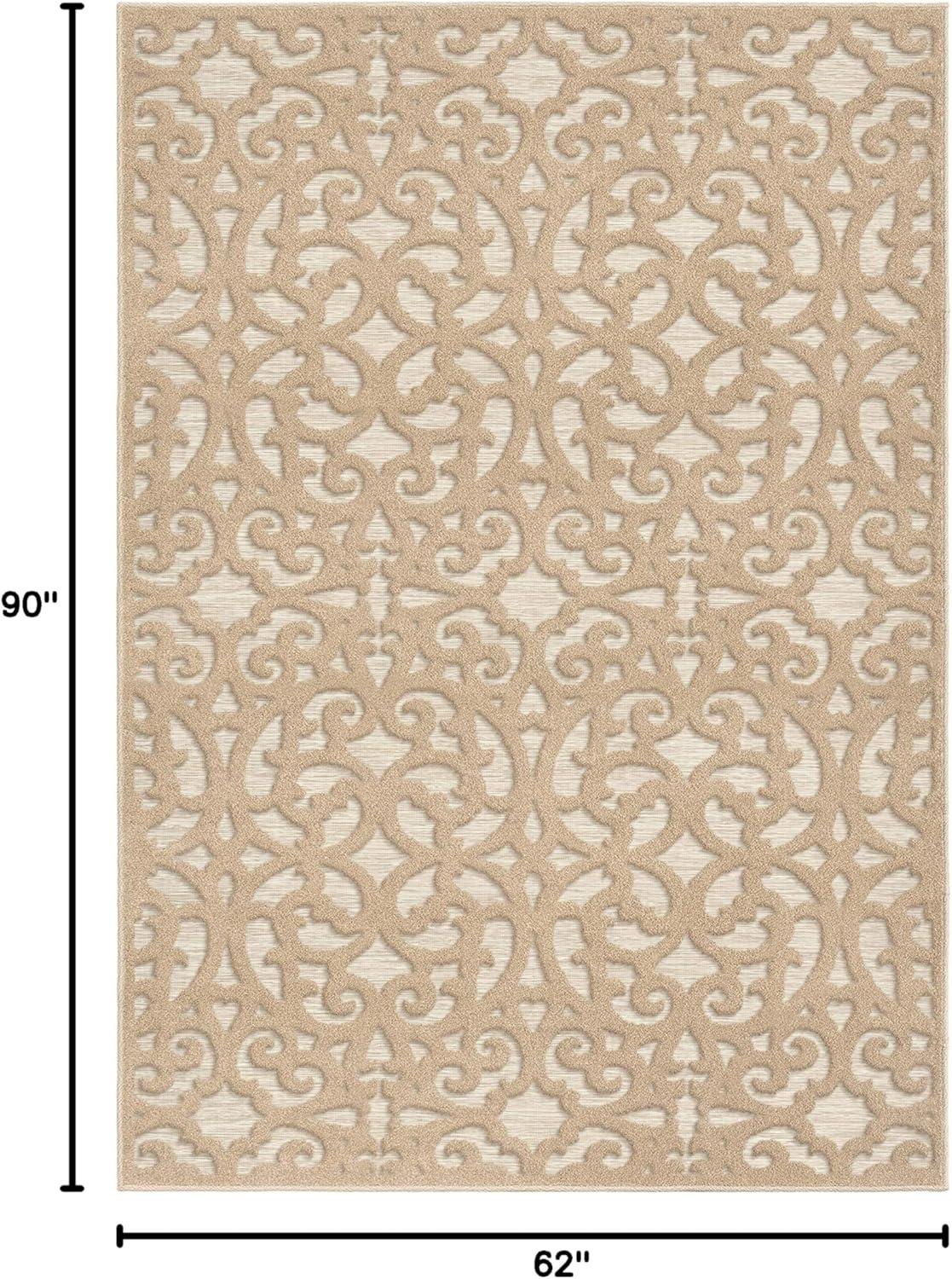 Orian Boucle Seaborn 5'2" X 7'6" Driftwood Damask High Low Outdoor Rug