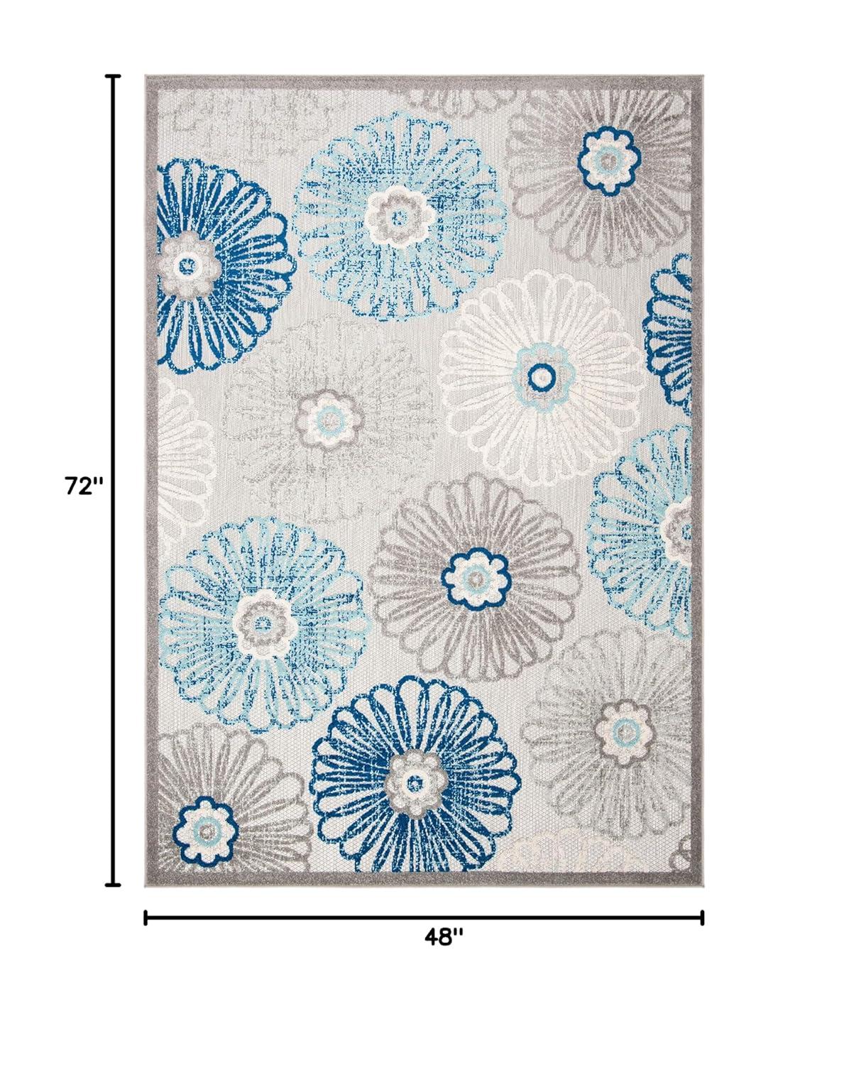 Cabana CBN801 Power Loomed Indoor/Outdoor Area Rug - Grey/Blue - 4'x6' - Safavieh.