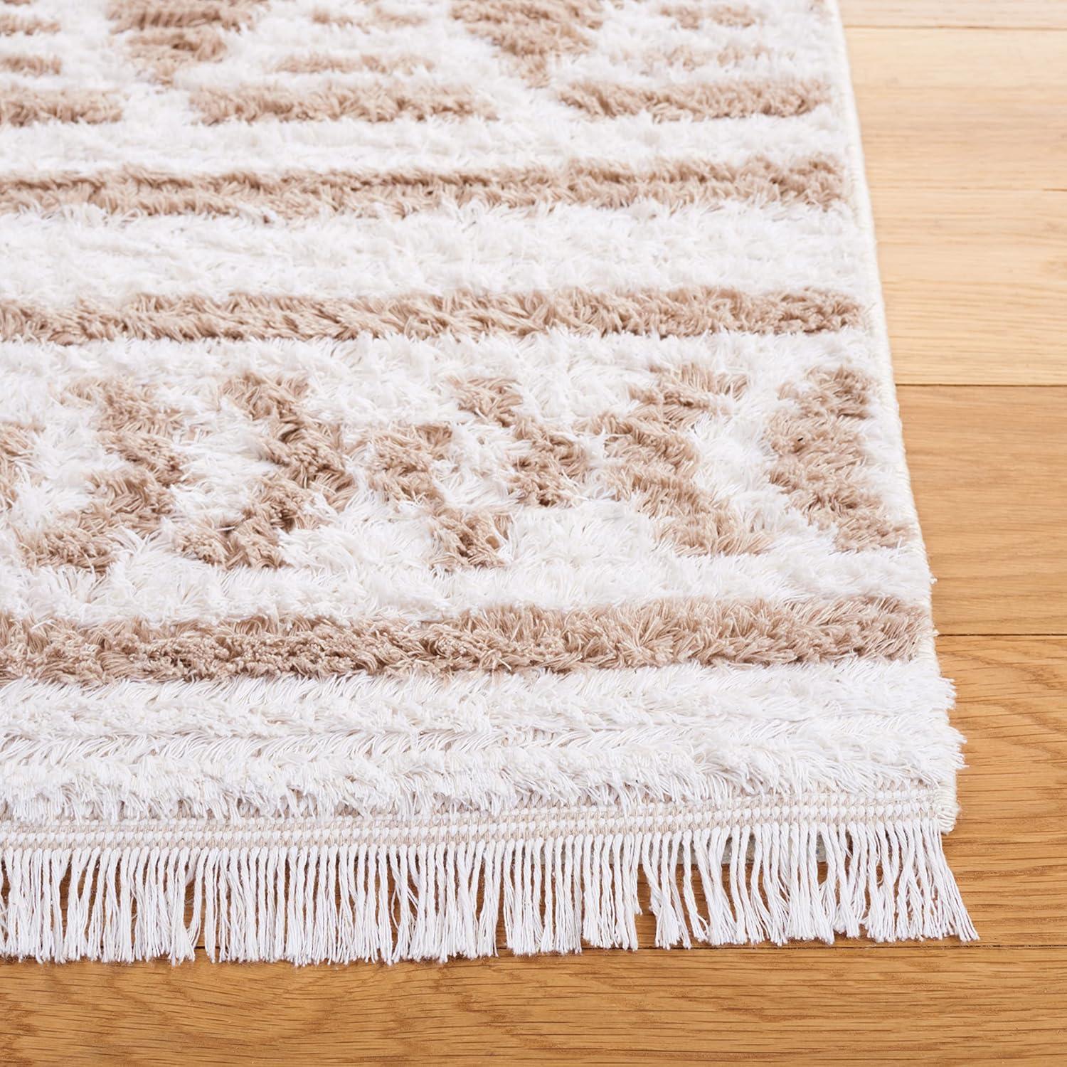 Nomadic Boho-Mod Augustine 8' x 10' Ivory/Beige Synthetic Rug