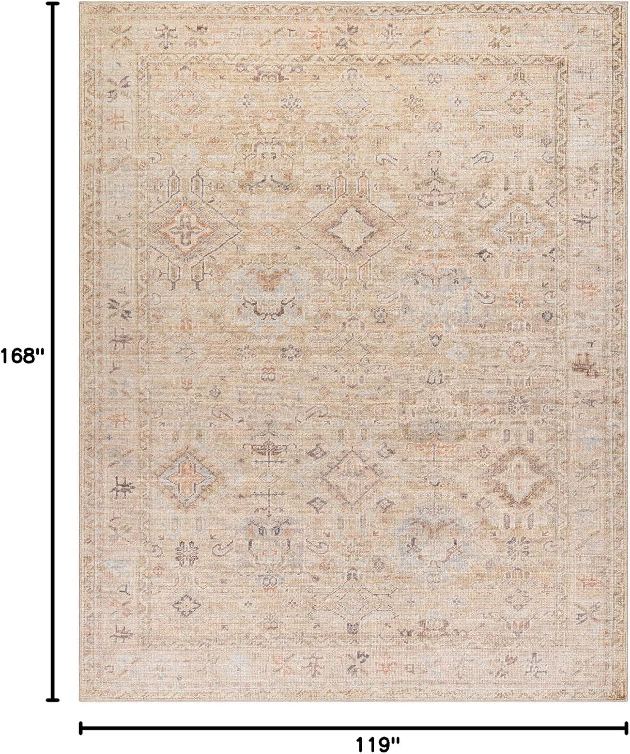 Marlene Cream and Beige Vintage Medallion Area Rug 10' x 14'