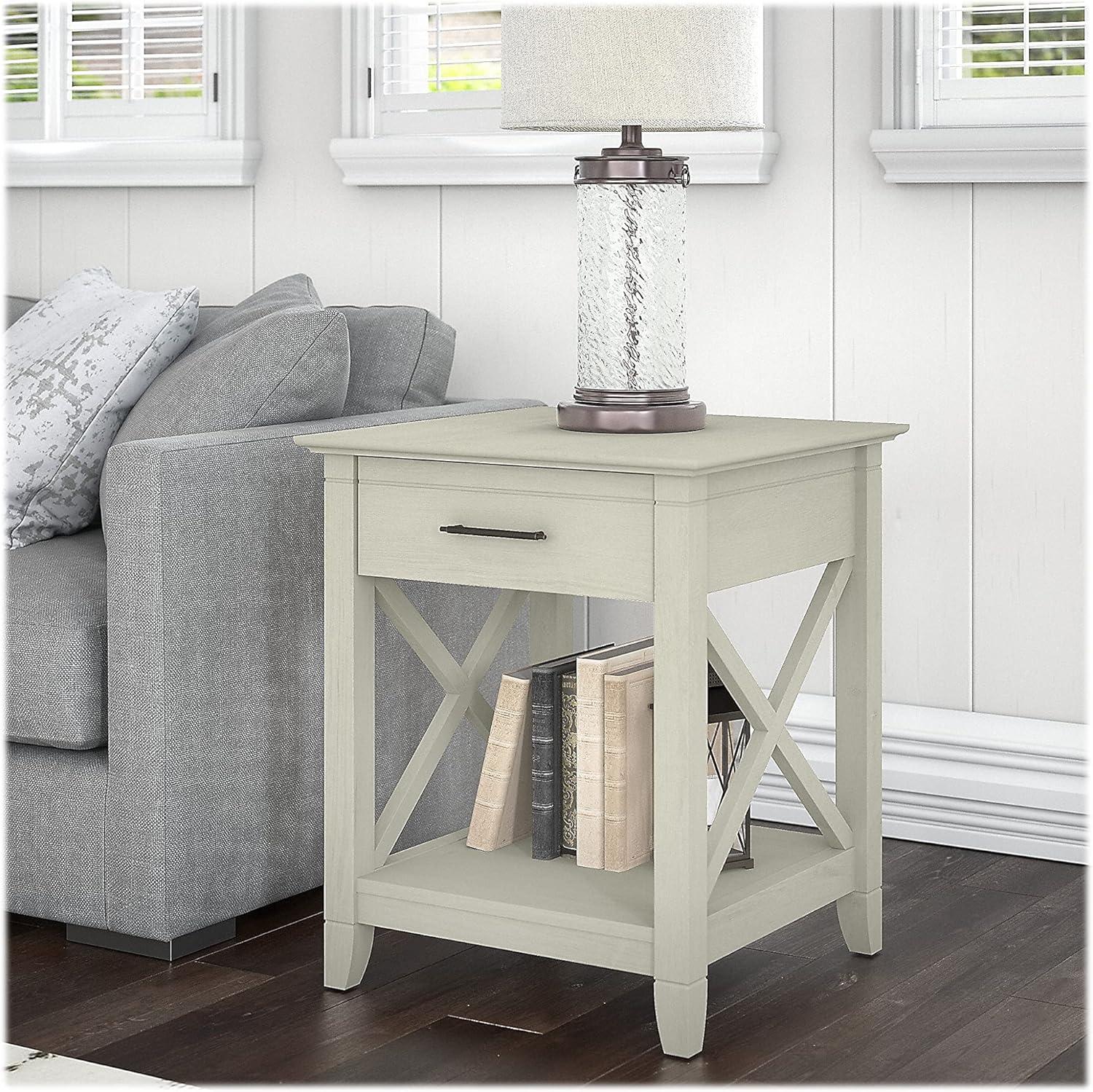 Bush Furniture Key West End Table, Linen White Oak