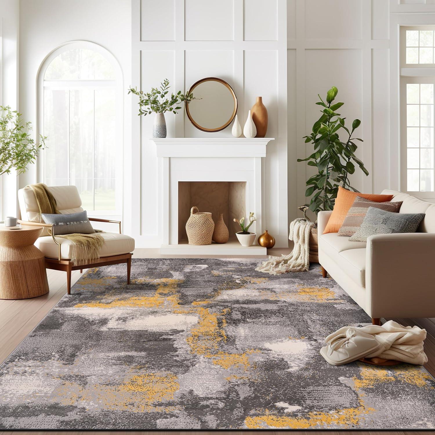 World Rug Gallery Brighton Modern Abstract Area Rug - Yellow 3'3"x5'