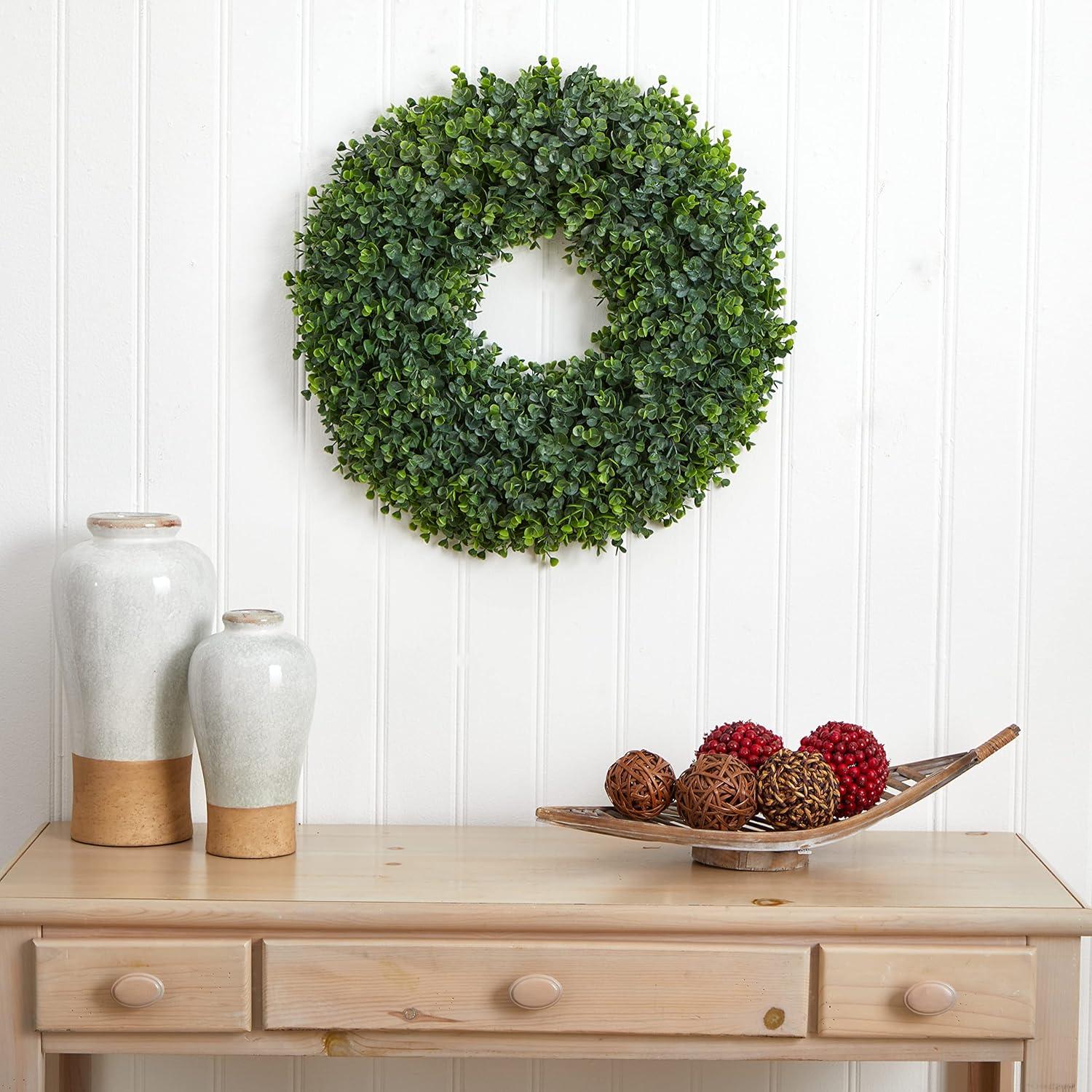 Lush Green 23.5" Eucalyptus Artificial Outdoor Wreath