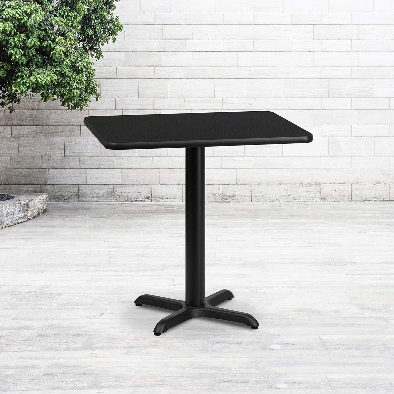 Flash Furniture 24'' x 30'' Rectangular Walnut Laminate Table Top with 22'' x 22'' Table Height Base