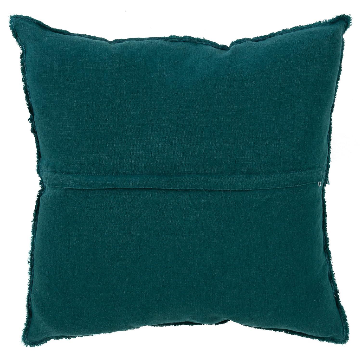 20"x20" Oversize Fringed Linen Throw Pillow with Duck Feather Fill, Zipper Closure - Saro Lifestyle