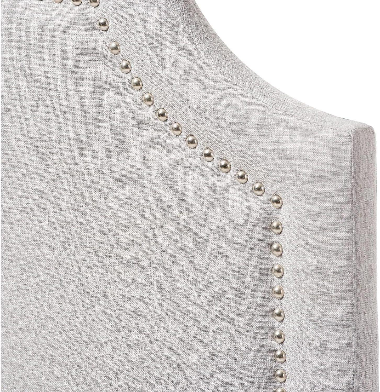 Twin Rita Modern And Contemporary Fabric Upholstered Headboard Grayish Beige - Baxton Studio: Silver Nailhead Trim, Rubberwood Frame