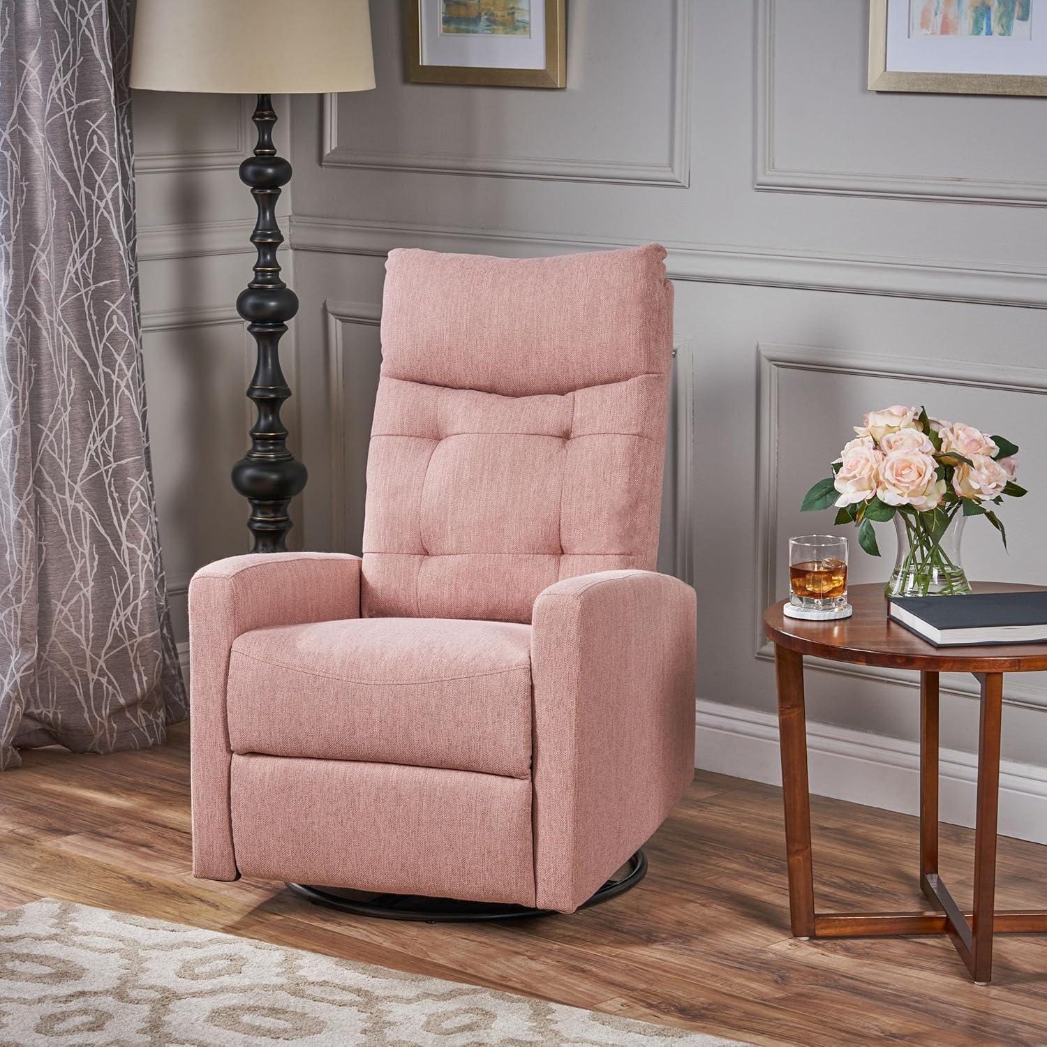 Woodglen Contemporary Glider Swivel Recliner Light Blush - Christopher Knight Home: Nursery-Suitable, Plush Comfort