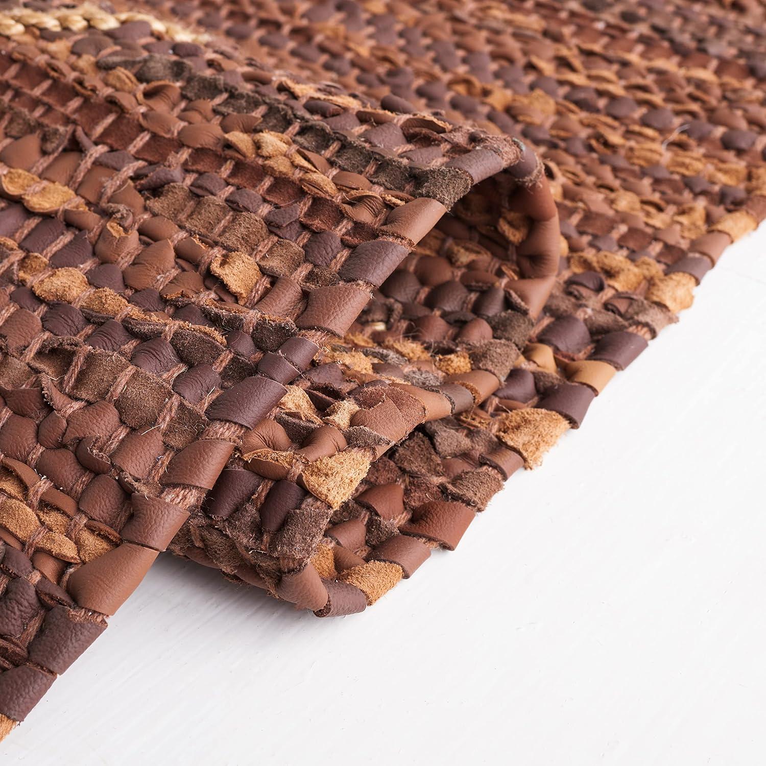 Safavieh Vintage Leather Hand Woven 75% Leather, 15% Jute, And 10% Cotton Geometric Rug