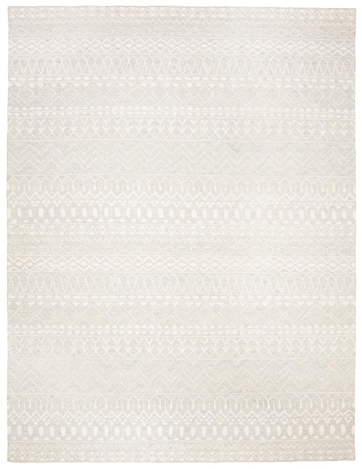 SAFAVIEH Micro-Loop Daithi Geometric Area Rug, Aqua/Ivory, 11' x 15'