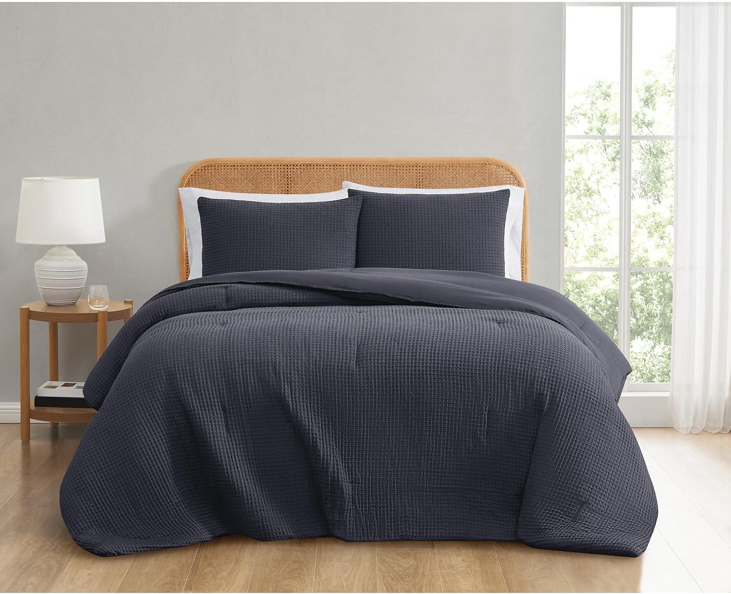 Truly Soft Textured Waffle Weave Comforter Set