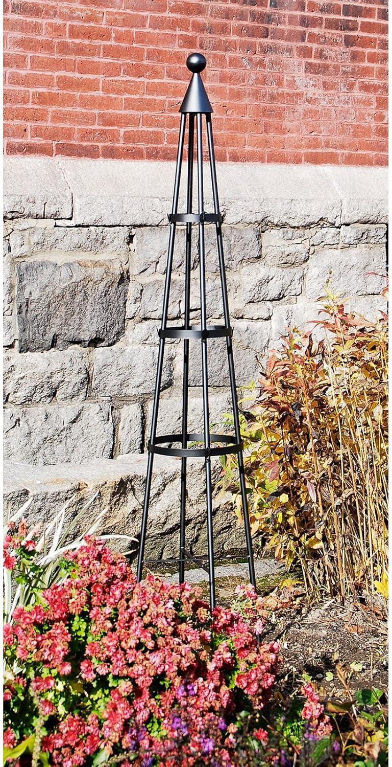 60" Tall Iron Obelisk Garden Trellis Graphite Powder Coat Finish - Achla Designs