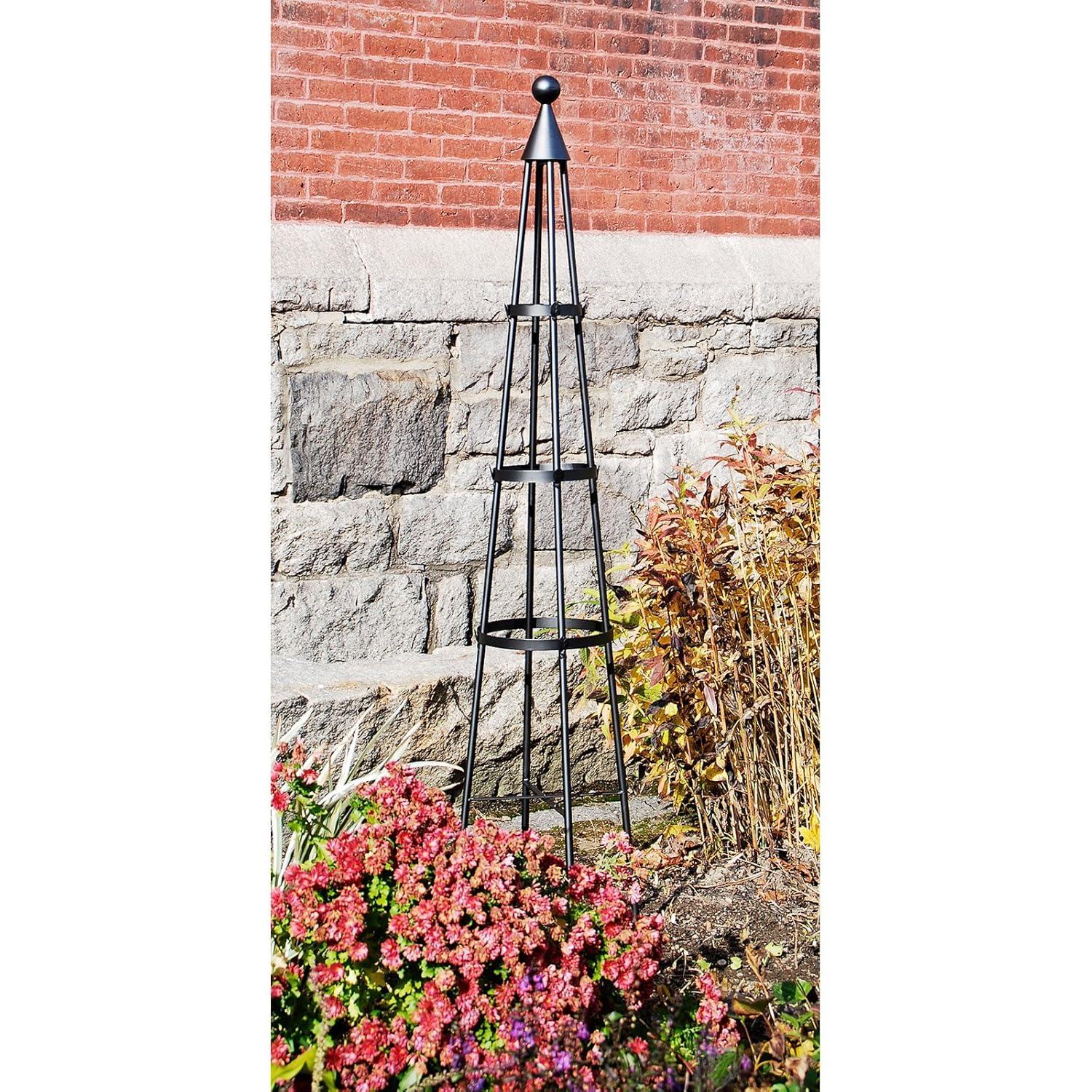 60" Tall Iron Obelisk Garden Trellis Graphite Powder Coat Finish - Achla Designs