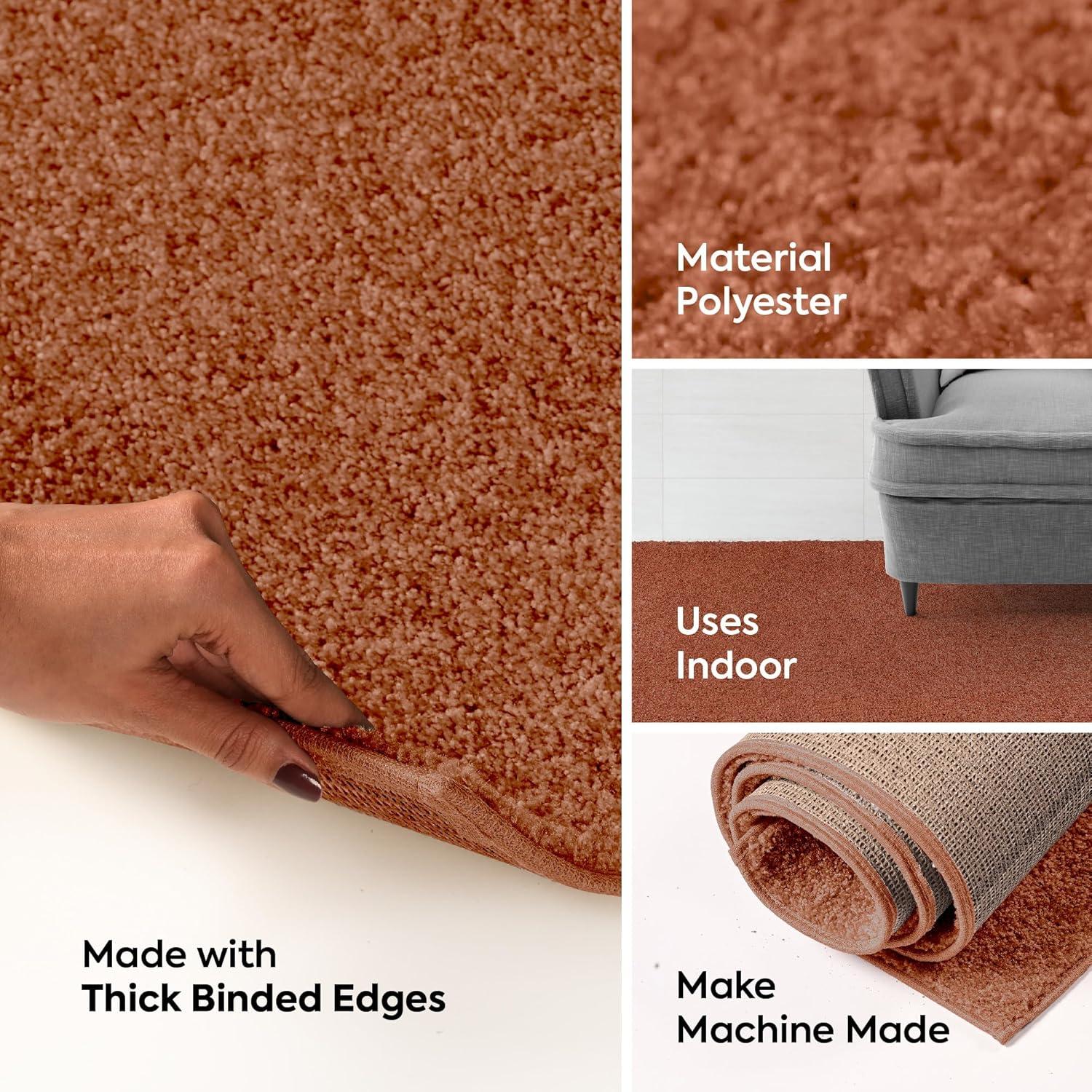 Furnish My Place Modern Plush Pet and Kids Friendly Solid Color Rust Area Rugs, Stain & Fade Resistance, Made in USA, Perfect for Living Room, Dining Room, Bedroom, Playroom and Kidsroom, Event, Wedding Rug