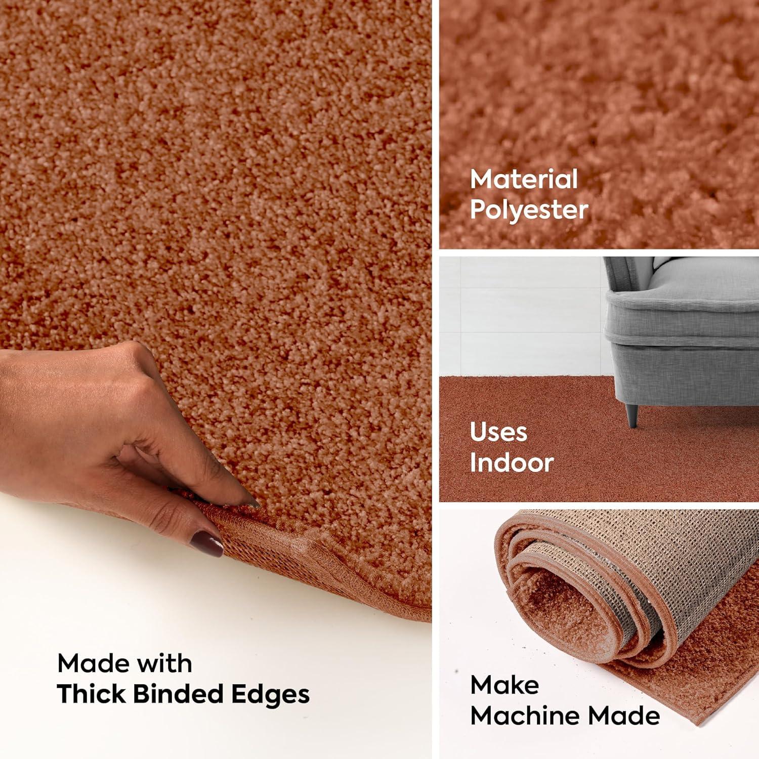 Furnish My Place Modern Plush Pet and Kids Friendly Solid Color Rust Area Rugs, Stain & Fade Resistance, Made in USA, Perfect for Living Room, Dining Room, Bedroom, Playroom and Kidsroom, Event, Wedding Rug