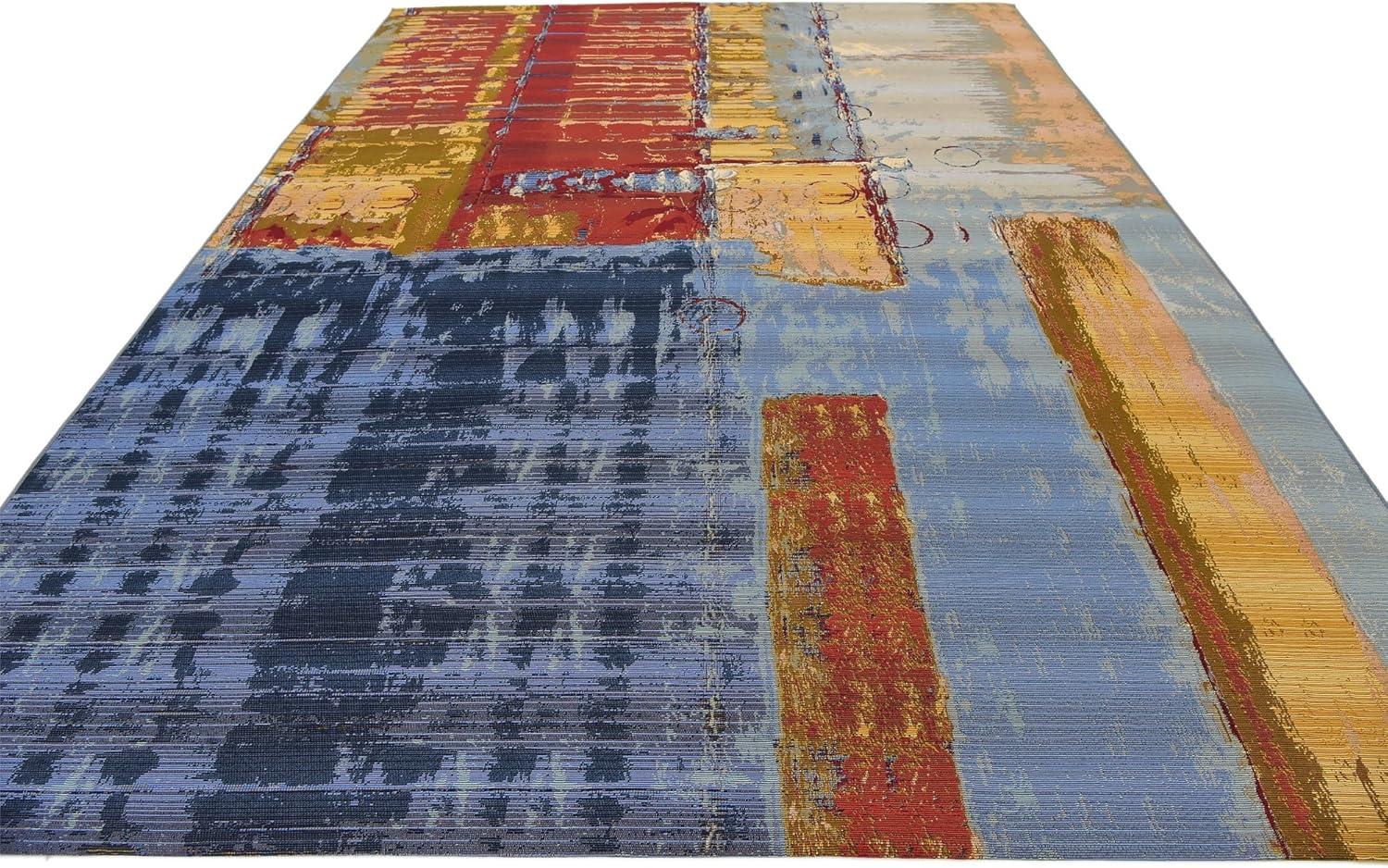 Multi-Color Abstract Outdoor Area Rug, 8' x 11'