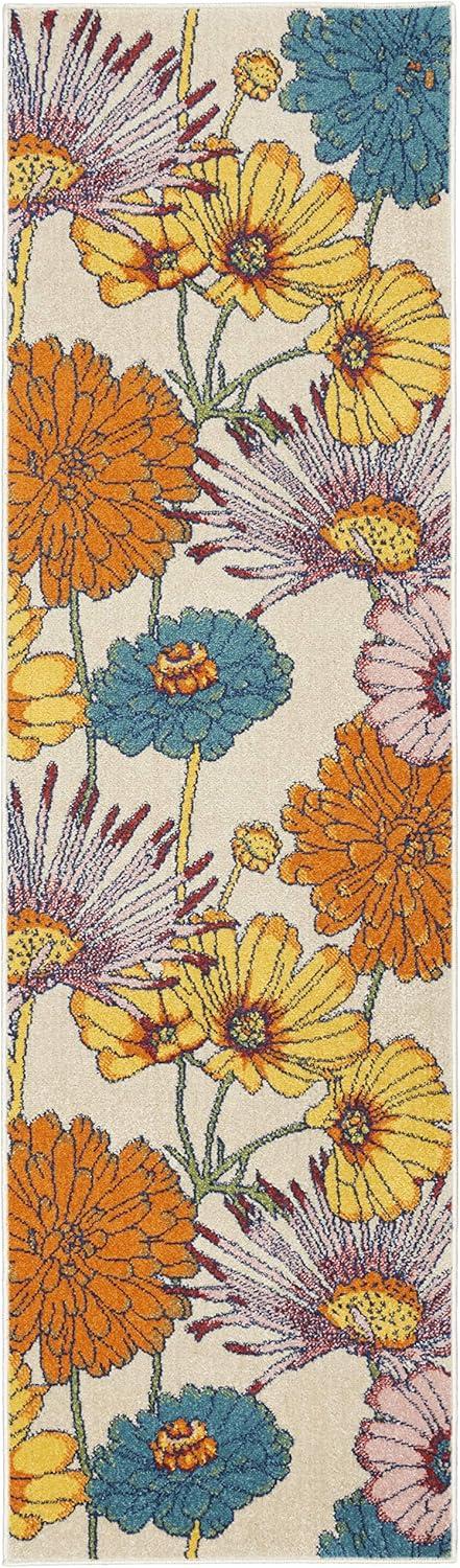 Nourison Allur Oversized Flowers Indoor Area Rug Ivory Multicolor 2'3" x 7'6"