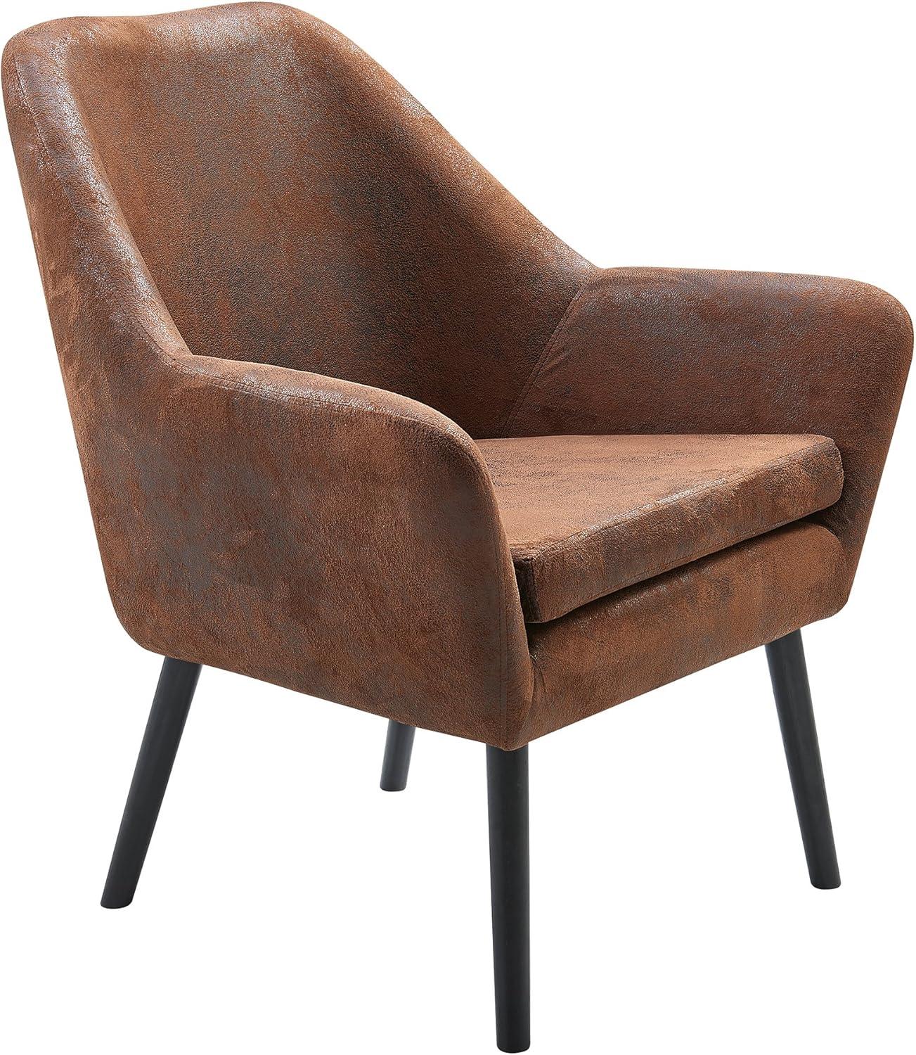 Ebern Designs Ringwold Armchair with Aged Fabric and Solid Wood Legs