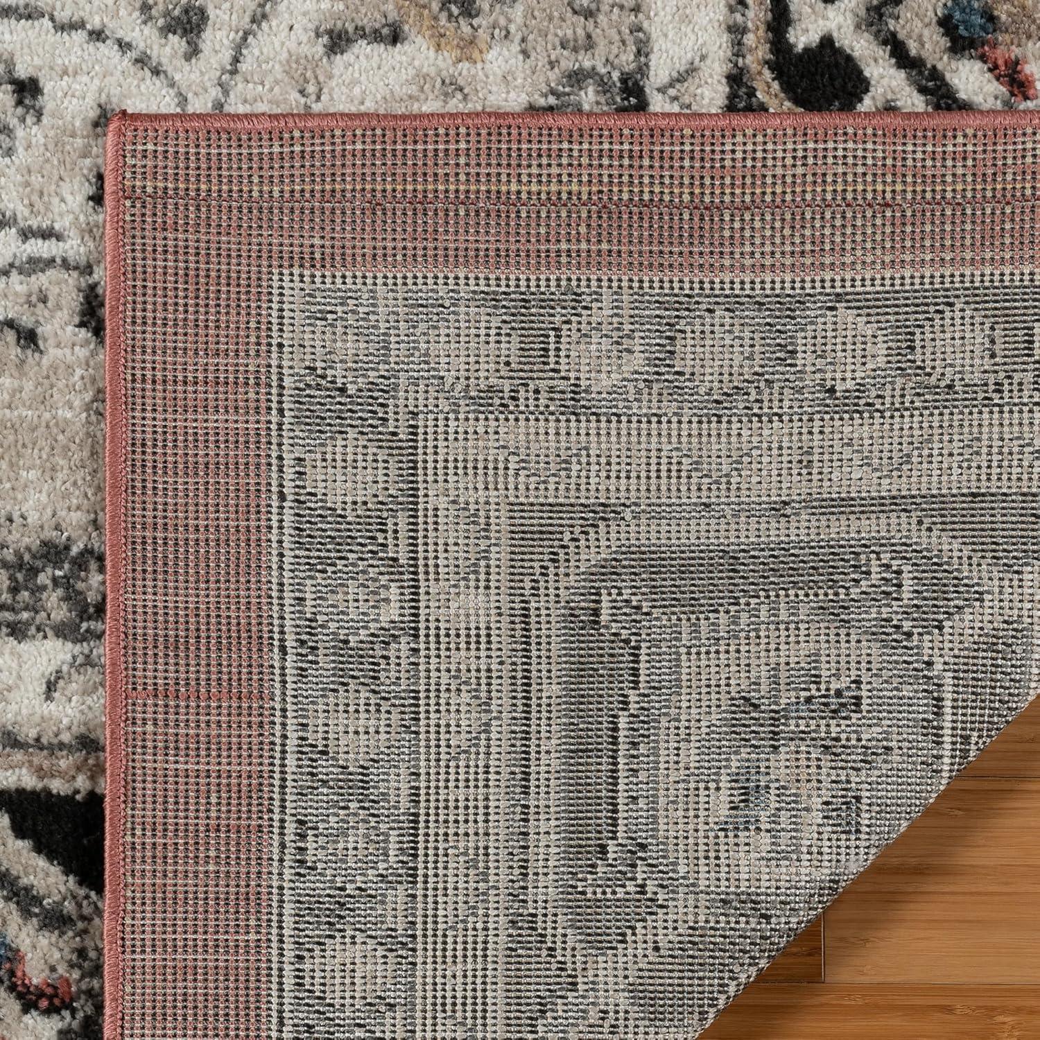 Heirloom Fluer Traditional Oriental Medallion Red Black Polypropylene Area Rug